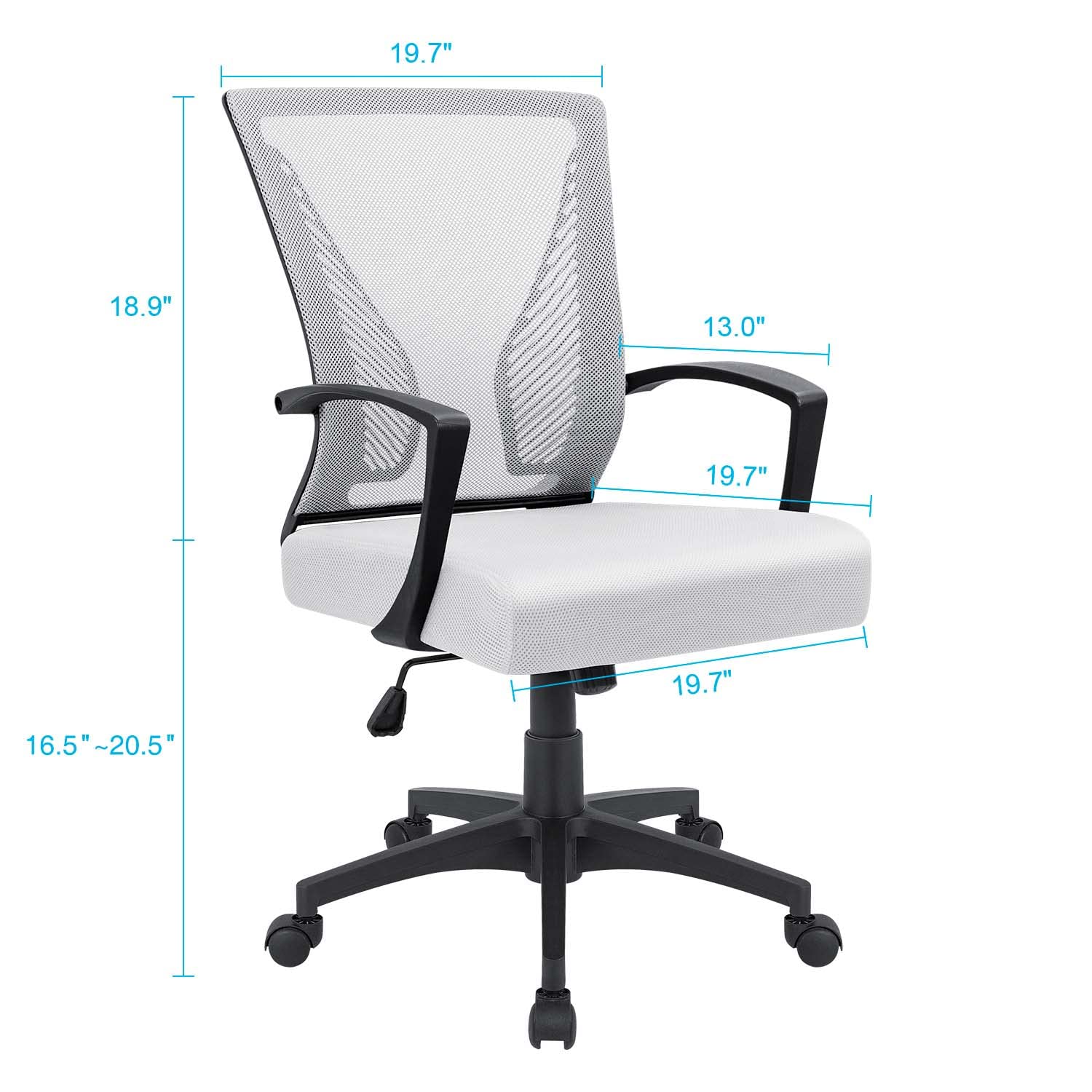 Furmax Office Chair Ergonomic Computer Desk Mesh Chair Mid Back Swivel Lumbar Support with Armrest ()