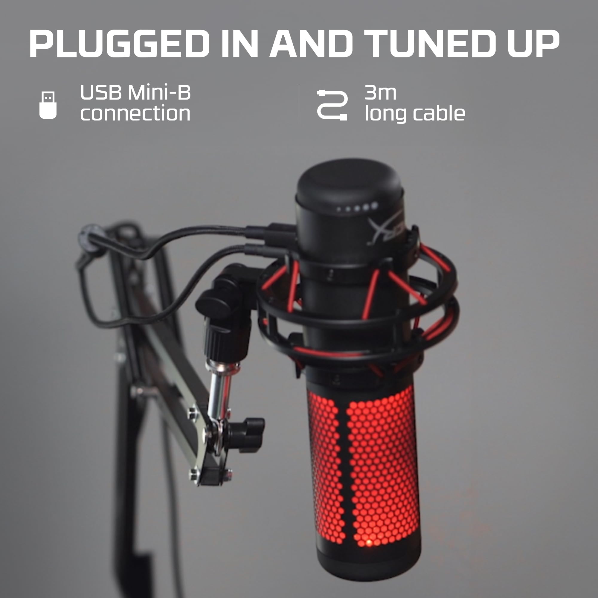 HyperX QuadCast - USB Condenser Gaming Microphone, for PC, PS4, PS5 and Mac, Anti-Vibration Shock Mount, Four Polar Patterns, Pop Filter, Gain Control, Podcasts, Twitch, YouTube, Discord, Red LED: QuadCast QuadCast