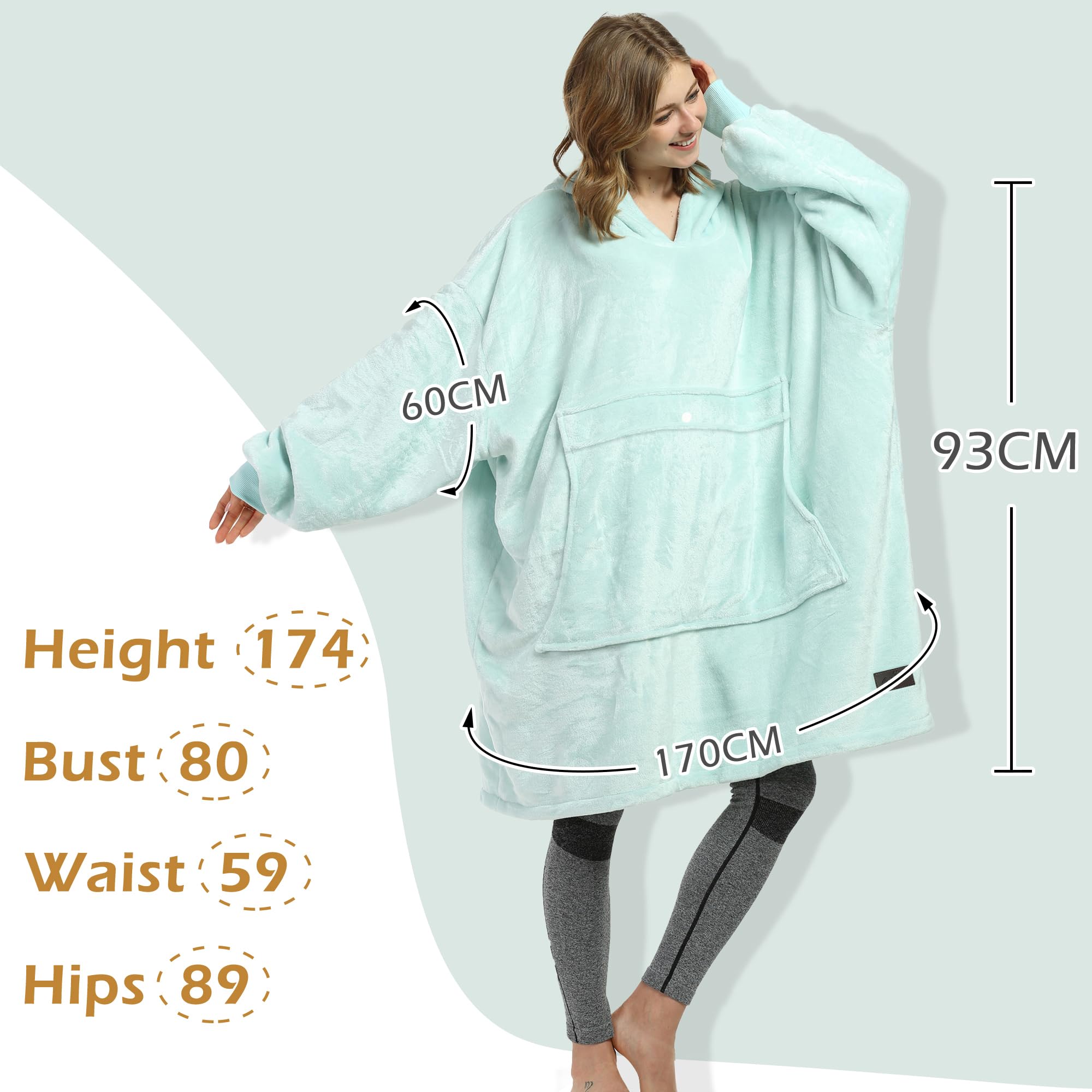 Catalonia Oversized Blanket Hoodie Sweatshirt, Wearable Sherpa Lounging Pullover for Adults Women Men
