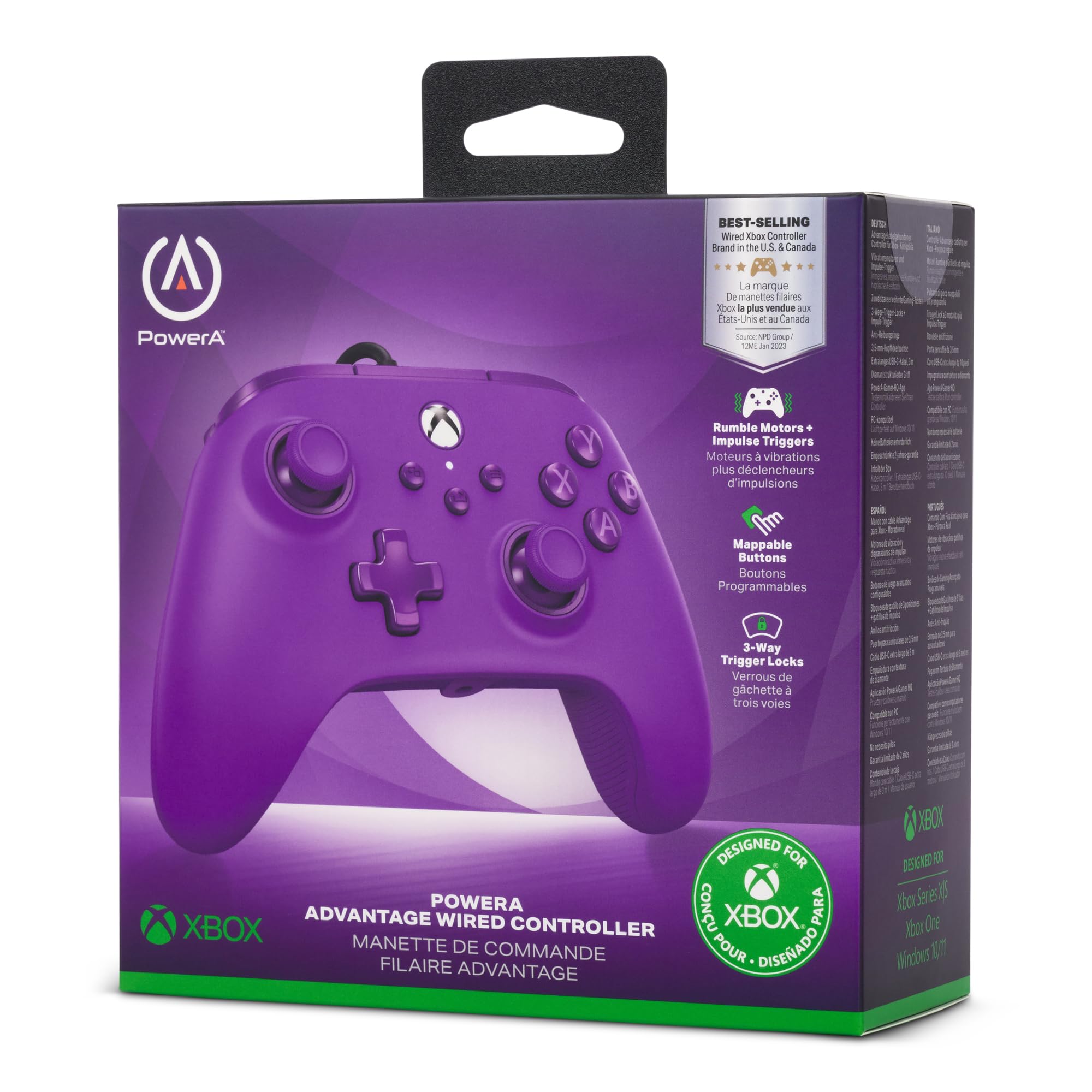 PowerA Advantage Wired Controller for Xbox Series X|S - Sparkle, gamepad, wired video game controller, gaming controller, USB-C, Works with Xbox One, Officially Licensed for Xbox