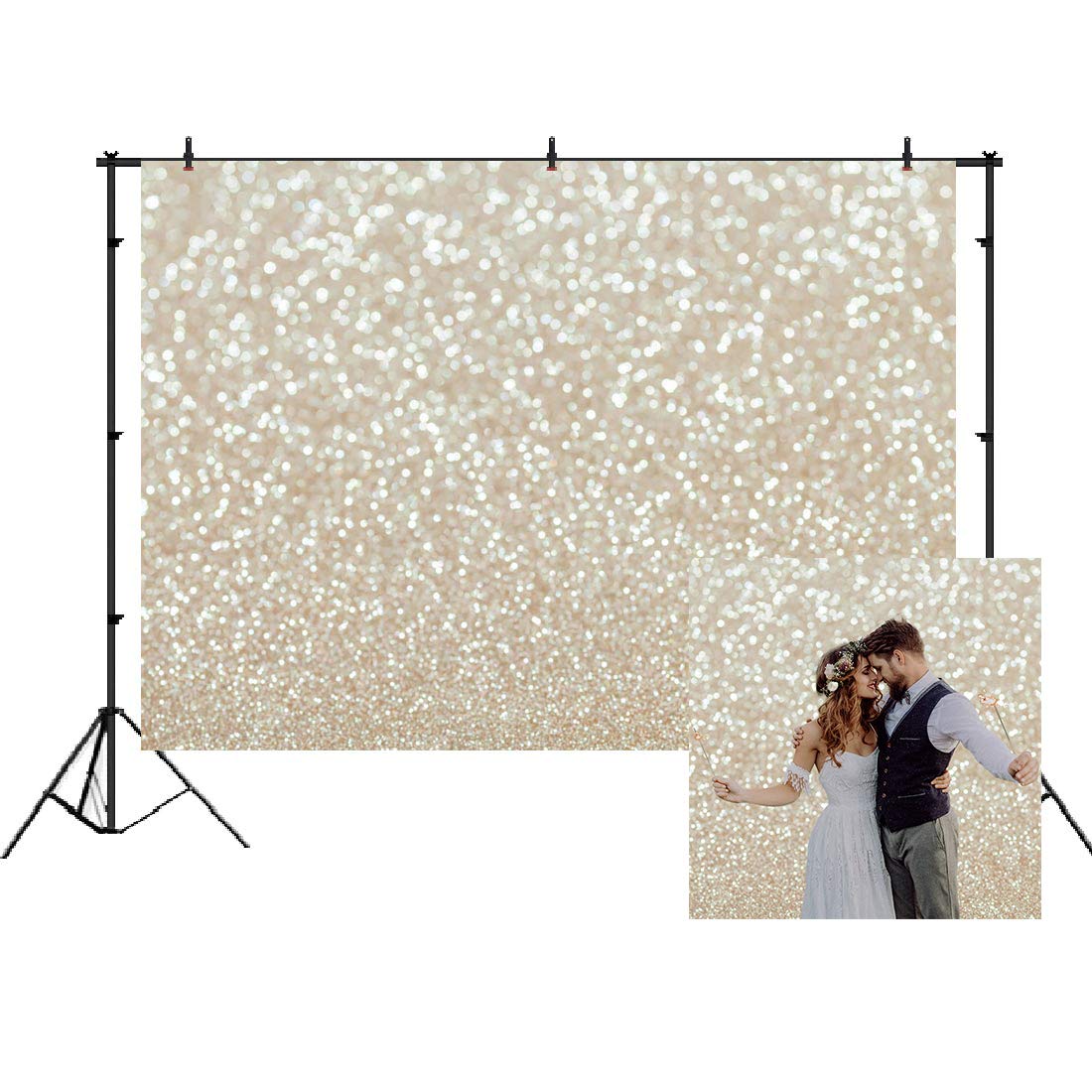 White Gold Abstract Photography Backdrop Golden Spots Shinning?Not Glitter Background Weeding Baby Shower Newborn Baby Portrait Photo Studio Props White Gold Abstract Bokeh Background