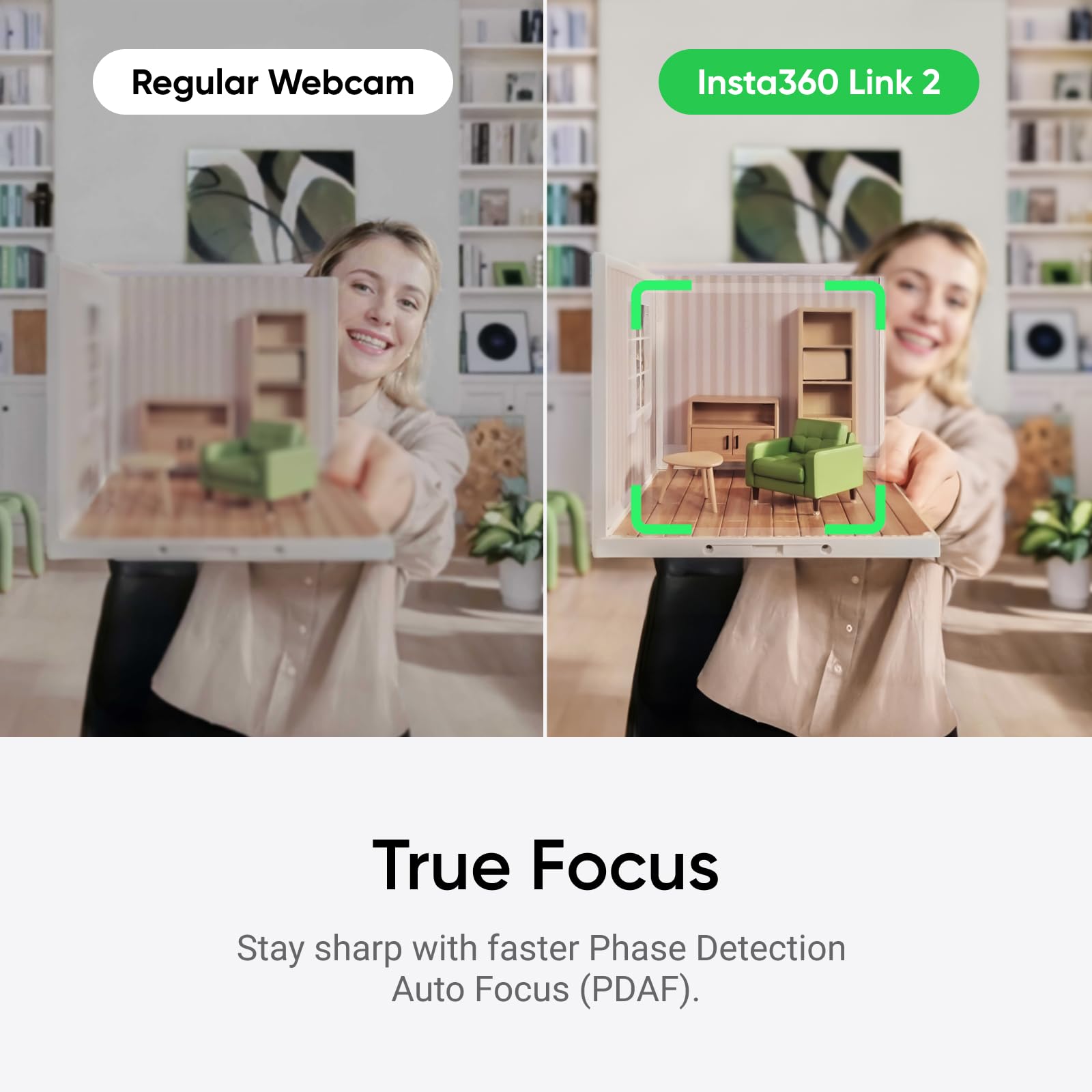 Insta360 Link 2 - PTZ 4K Webcam for PC/Mac, 1/2" Sensor, AI Tracking, HDR, AI Noise-Canceling Mic, Gesture Control for Streaming, Video Calls, Gaming, Works with Zoom, Teams, Twitch & More