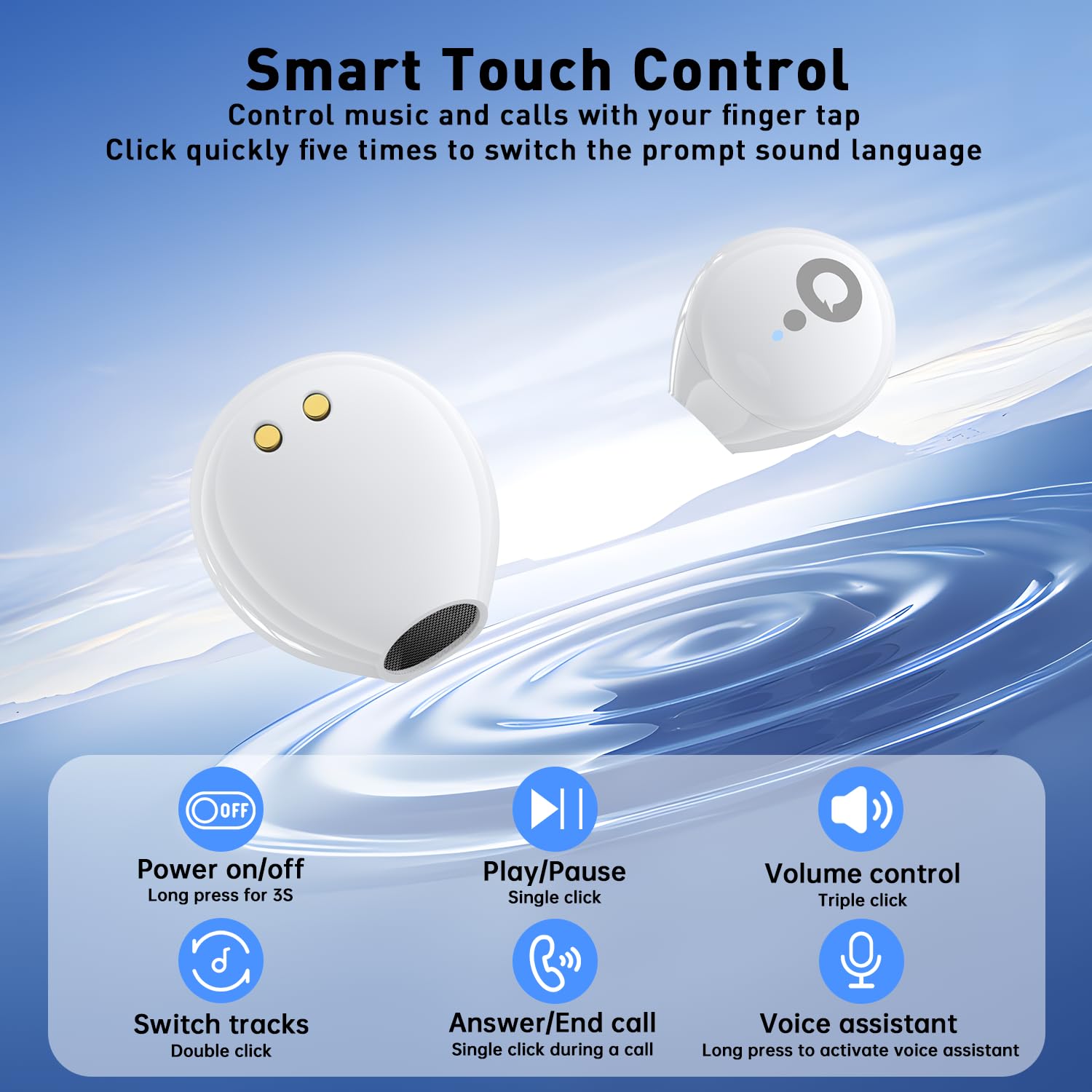 Sleep Headphones, Wireless Sleep Earbuds for Side Sleepers, Mini Earbuds for Sleeping, Ultra-Thin Bluetooth 5.4 Headphones, Comfortable Invisible – White