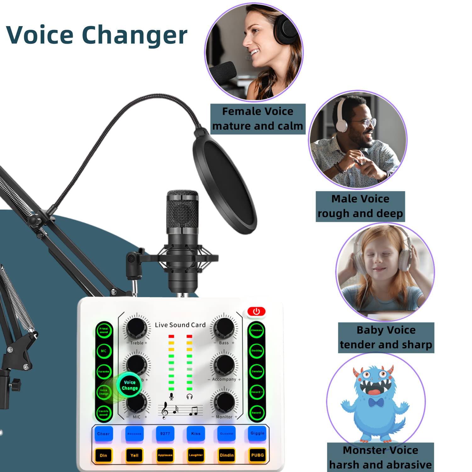 sktome Podcast Equipment Bundle for 2, V8s Voice Changer with BM-800 Podcast Microphone Bundle - Studio Condenser Microphone Perfect for Podcasting, Recording, Singing, Streaming and Gaming