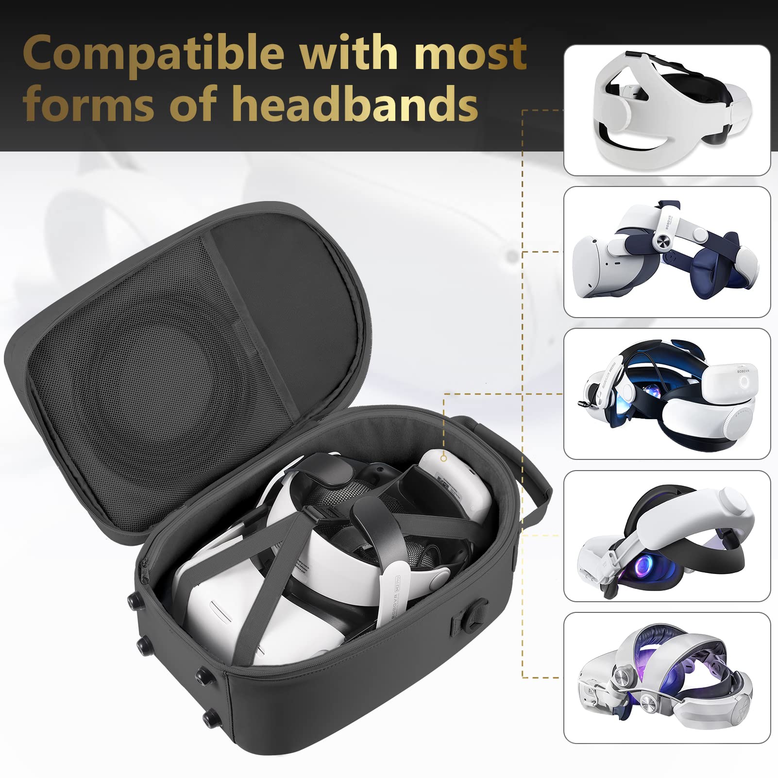 FOREGOER Carrying Case for Meta Quest 3/Quest 3S/Oculus Quest 2, Hard Travel Storage Case Compatible with Oculus Quest 3 Headset, Quest Pro, Touch Controllers Accessories, VR All-in-One Gaming Headset