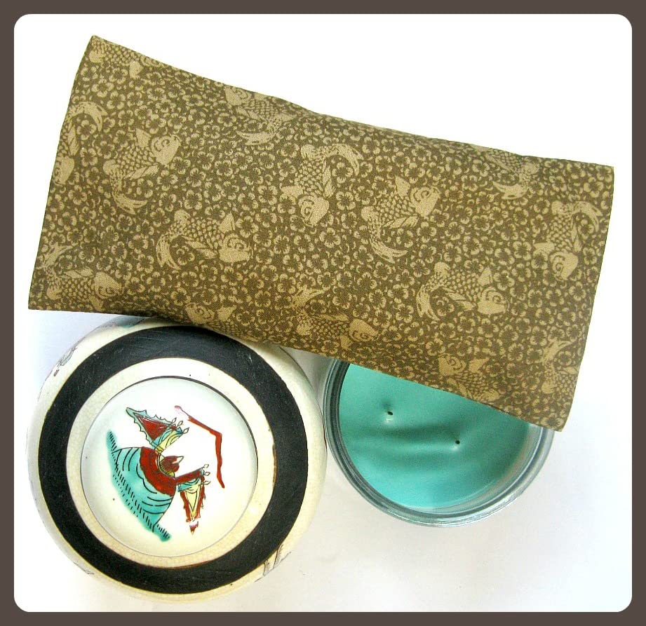 Aromatherapy Cotton Eye Pillow - 4.5 x 9 - Organic Lavender Chamomile Flax - Removable Washable Cover - headache relief soothing spa yoga sleep - green pink black palm leaves flowers tropical
