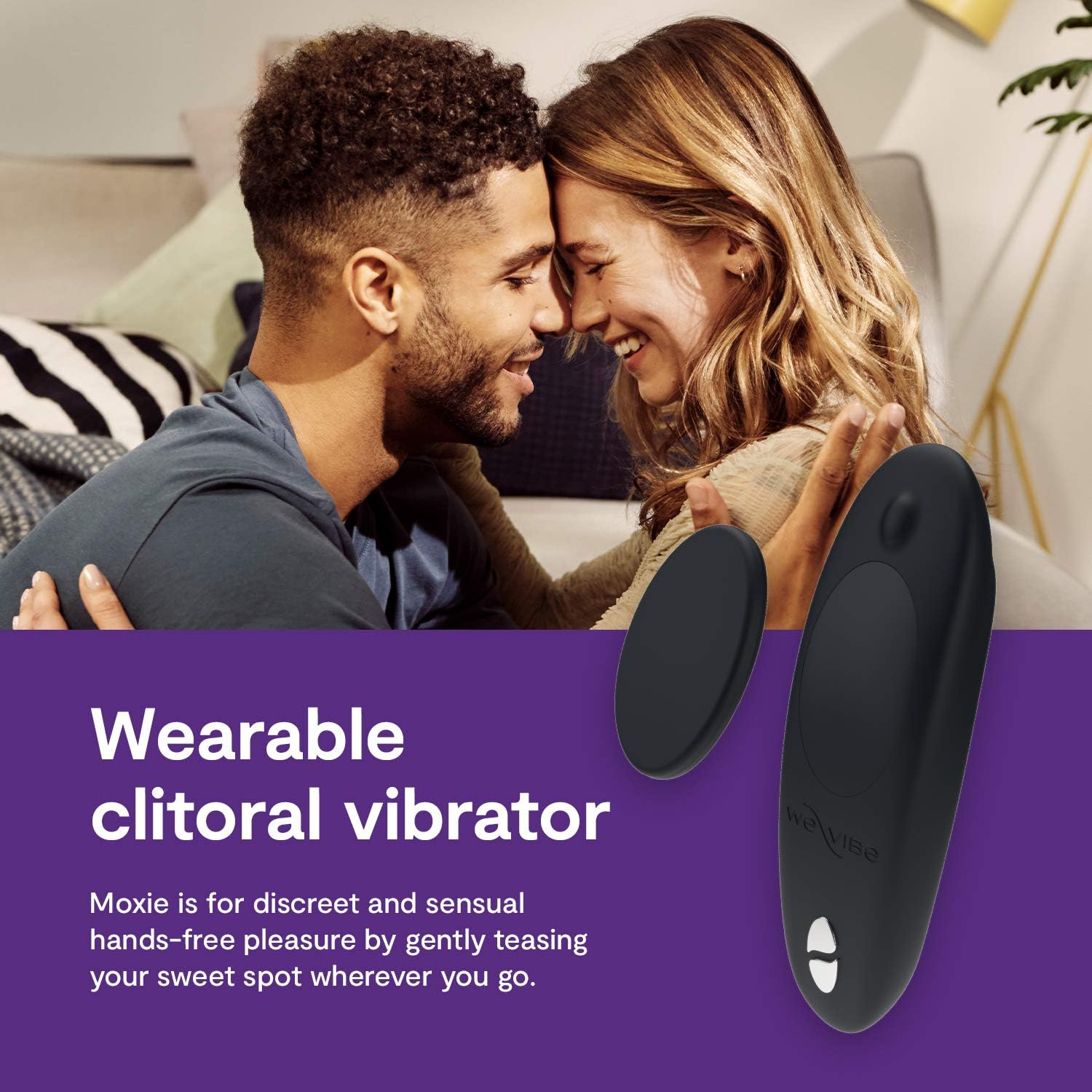We-Vibe Moxie Wearable Lay On Panty Vibrator | Remote & App Control Vibrating Sex Toy for Couples | Clitoral Stimulator with 10 Intensity Levels | Adult Sexual Pleasure Tools | Waterproof | Aqua