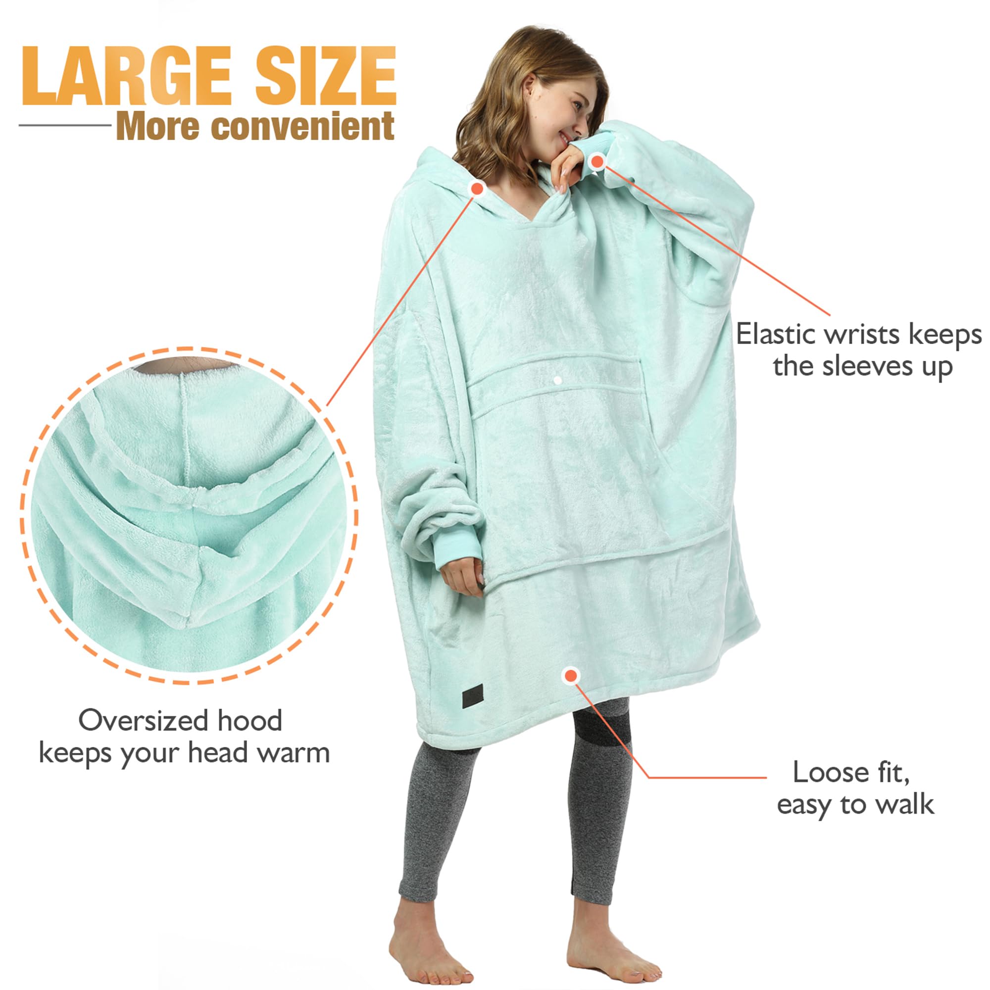 Catalonia Oversized Blanket Hoodie Sweatshirt, Wearable Sherpa Lounging Pullover for Adults Women Men