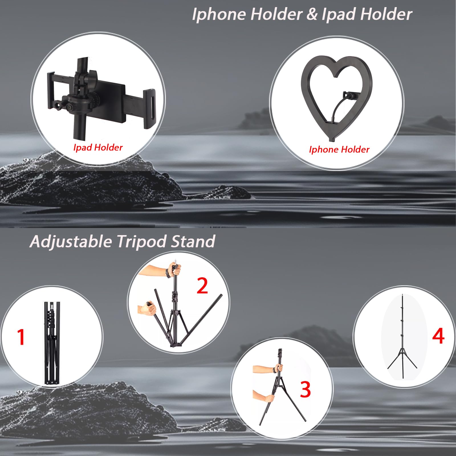 NANBEITONG 13'' Selfie Ring Light with 73'' Tripod Stand and Phone Holder,ipad Selfie Light, RGB Heart LED Lights with 47 Color Modes, Stepless Dimmable Speed Heart,RingLight for Phone,YouTube,Makeup