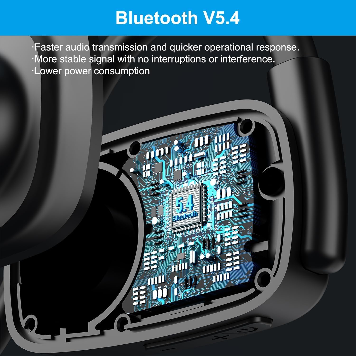 Bluetooth Headphones, LK12 Bluetooth Wireless Headphones with Noise Cancelling Mic, 15.4mm Diaphragm Driver, Open Ear Headset for Meeting Running Cycling (Pink-Louder Volume for Indoor Outdoor): Black