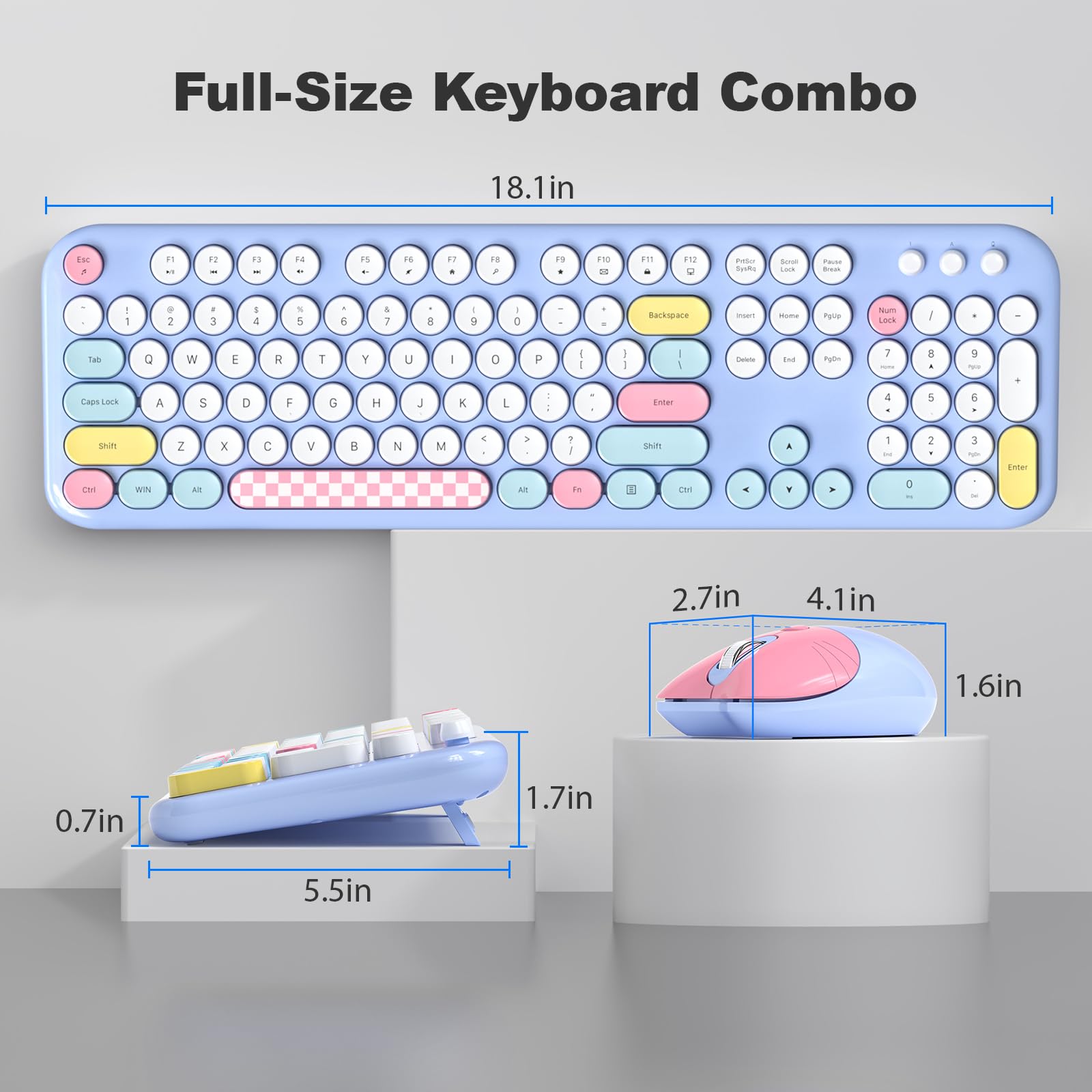 MOFII Wireless Keyboard and Mouse Combo,2.4GHz Retro Full-Size Keyboard with Number Pad and Cute Wireless Mouse for Computer PC Desktops Laptop WindowsxP/7/8/10()