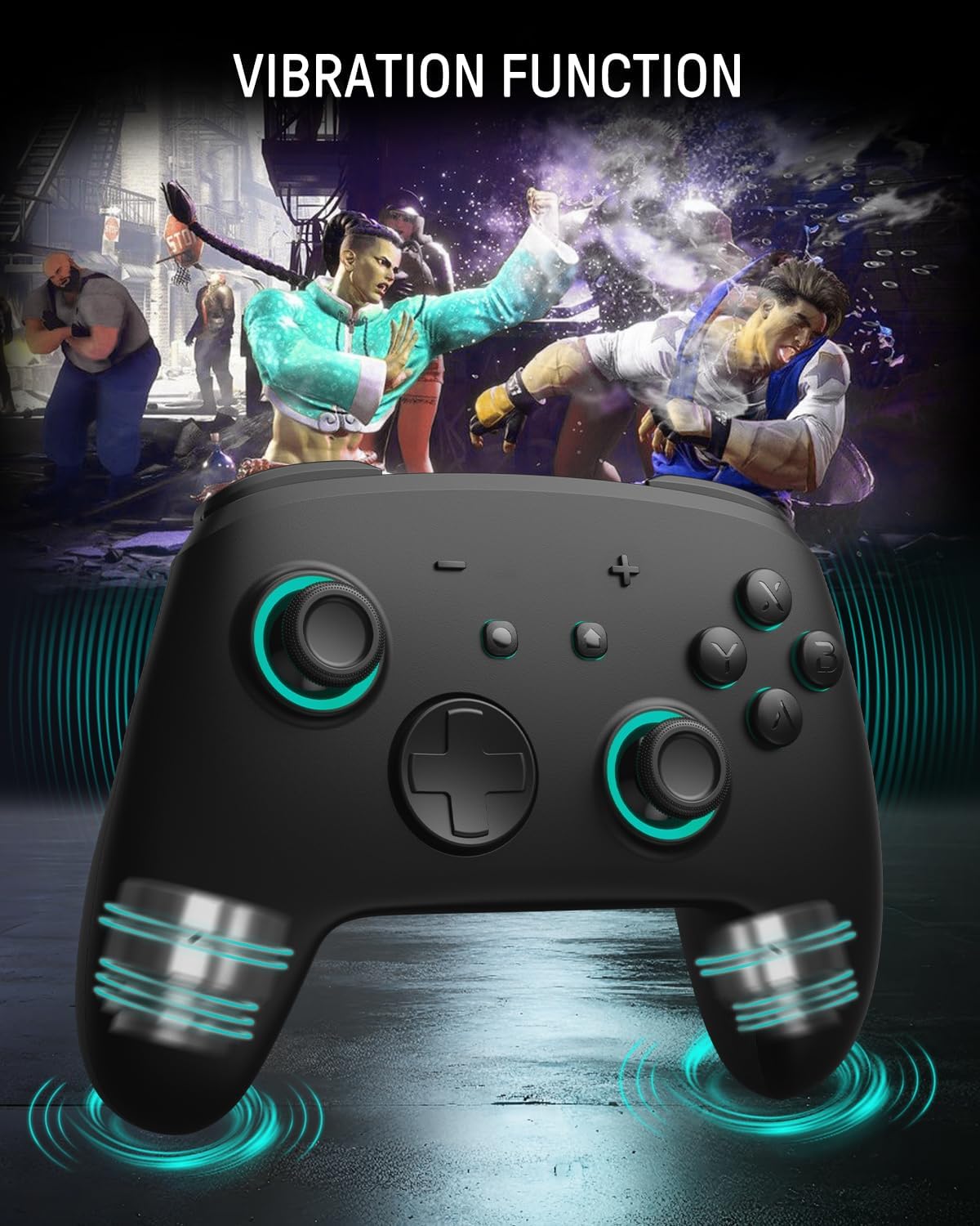 FUNLAB RGB Switch Pro Controller Wireless Compatible with Nintendo/OLED, Hall Effect Switch Controller with Charging Dock, Luminex Bluetooth Control Gamepad with 7 LED Colors/Turbo/App link