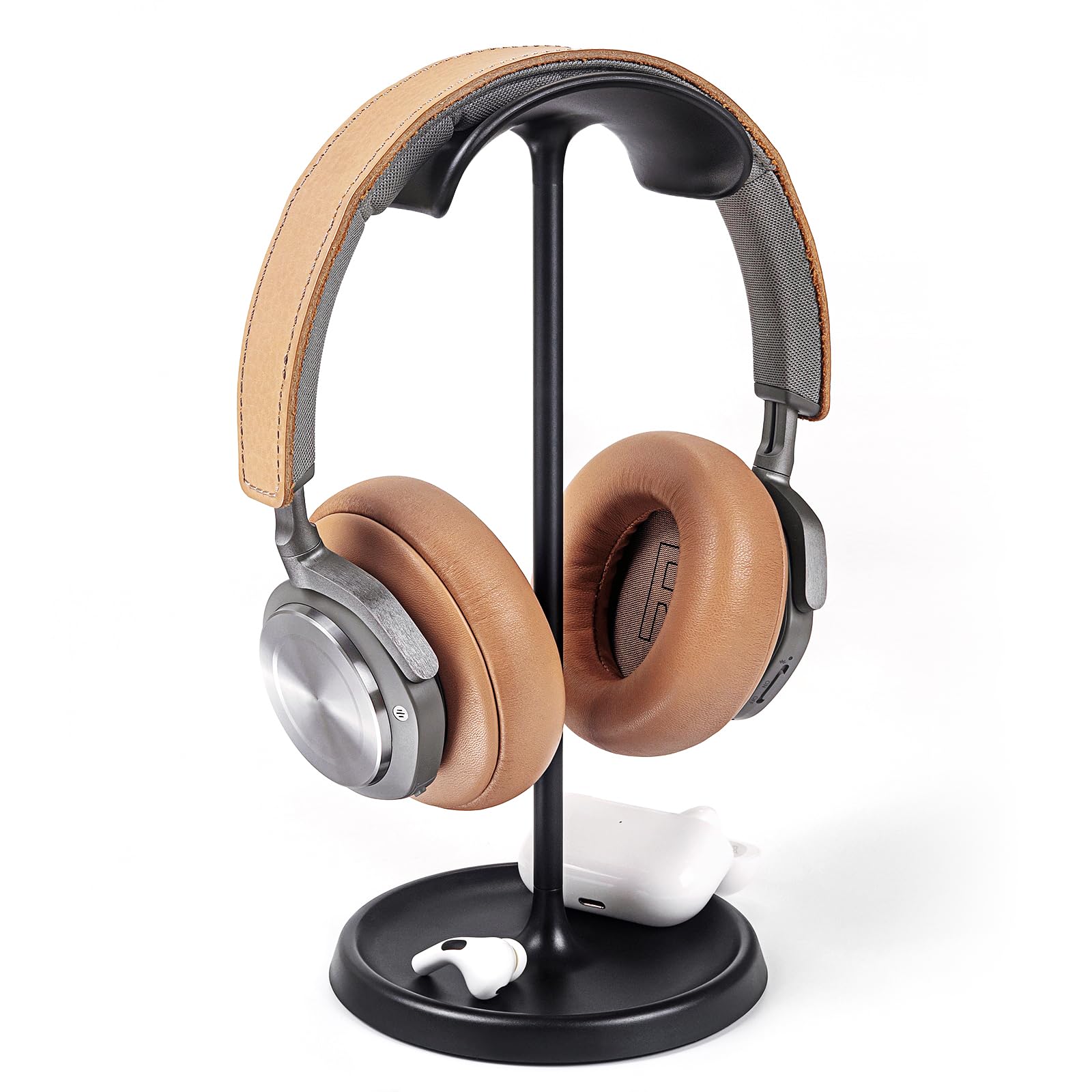 Headphone Stand, Curved Headset Stand with Storage Tray, Heavy Base Gaming Headset Holder for AirPods Max, AirPods, AirPods Pro, Beats, Bose, Sennheiser, Sony and More ()