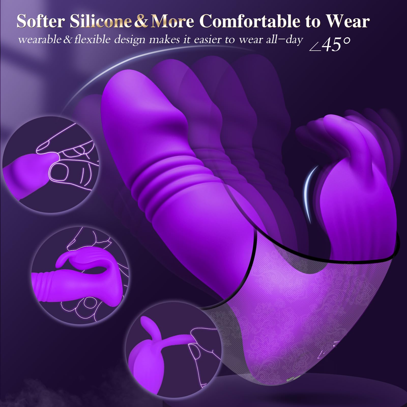 Wearable Vibrator for Women Sex Toys - 3IN1 App Remote Control Vibrator Wearable, Adult Toys with 9 Bunny Vibrators & 9 Thrusting Dildos Vibrater Sex Toy