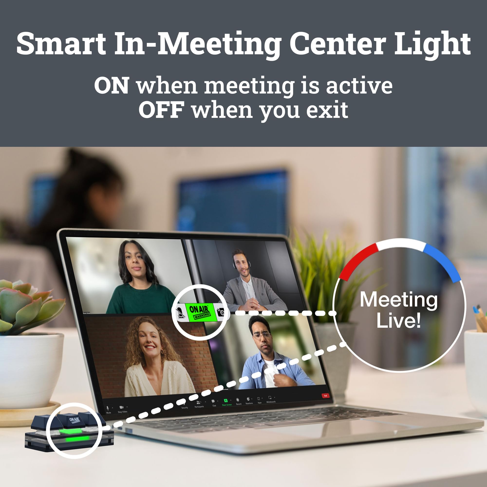 On Air Warning! Mute Button USB Microphone, Cam Control Buttons, One-Touch, Mute Button with LED Indicator, PC Mic Mute Switch, Free Software Download for Online Calls/Class/Recording Video