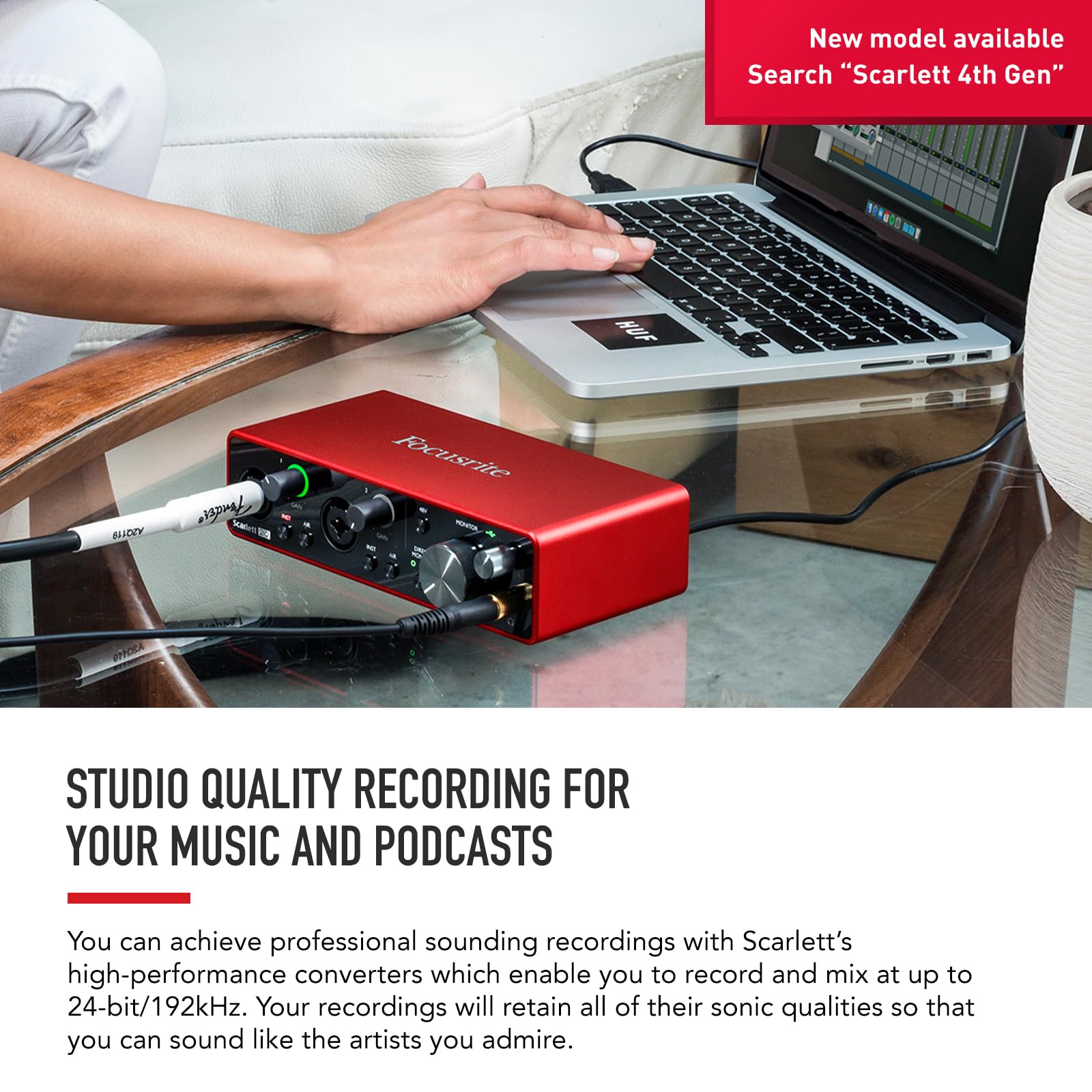 Focusrite USB Audio Interface for Recording, Songwriting, Streaming and Podcasting — High-Fidelity, Studio Quality Recording, and All the Software You Need to Record