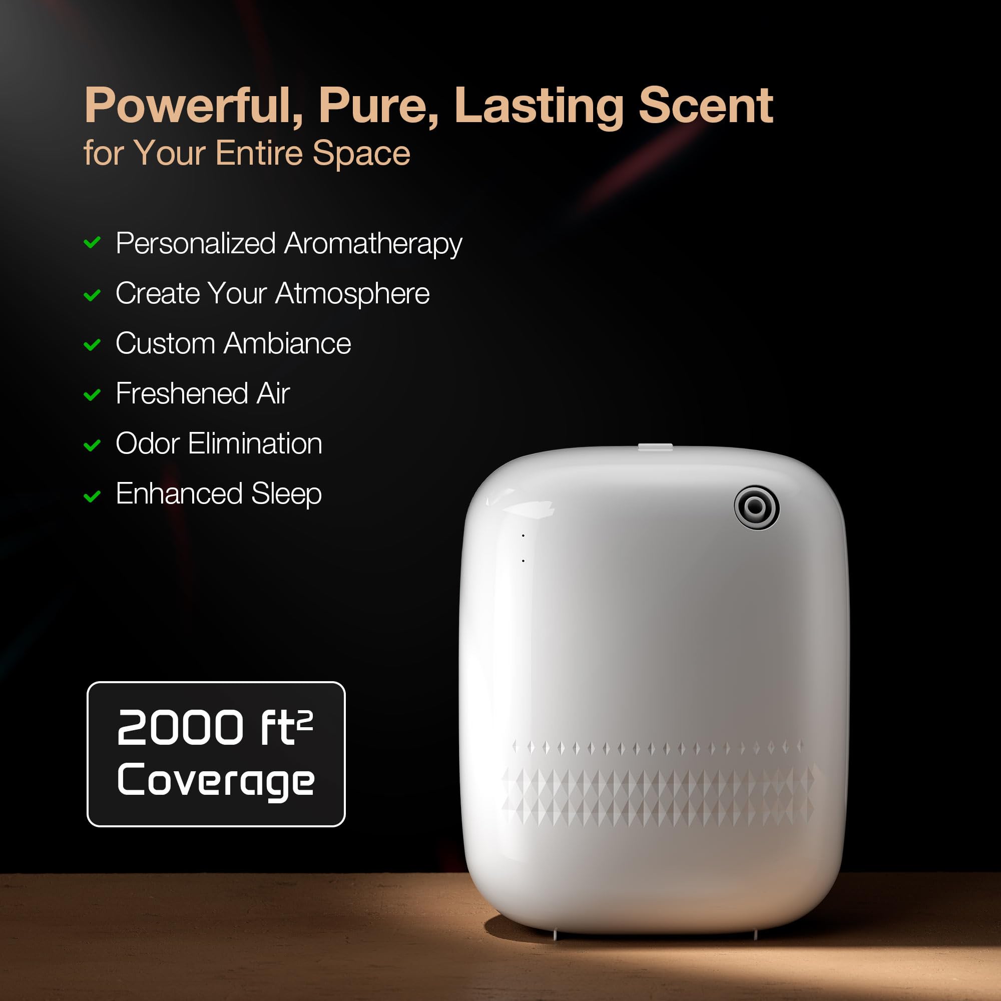 Airversa Smart Scent Air Machine with 400mL Capacity Up to 2000 sq.ft. Waterless Essential Oil Diffuser for Home and Commercial Use, Aromatherapy Scent Diffuser for Large Rooms, ANW-Black