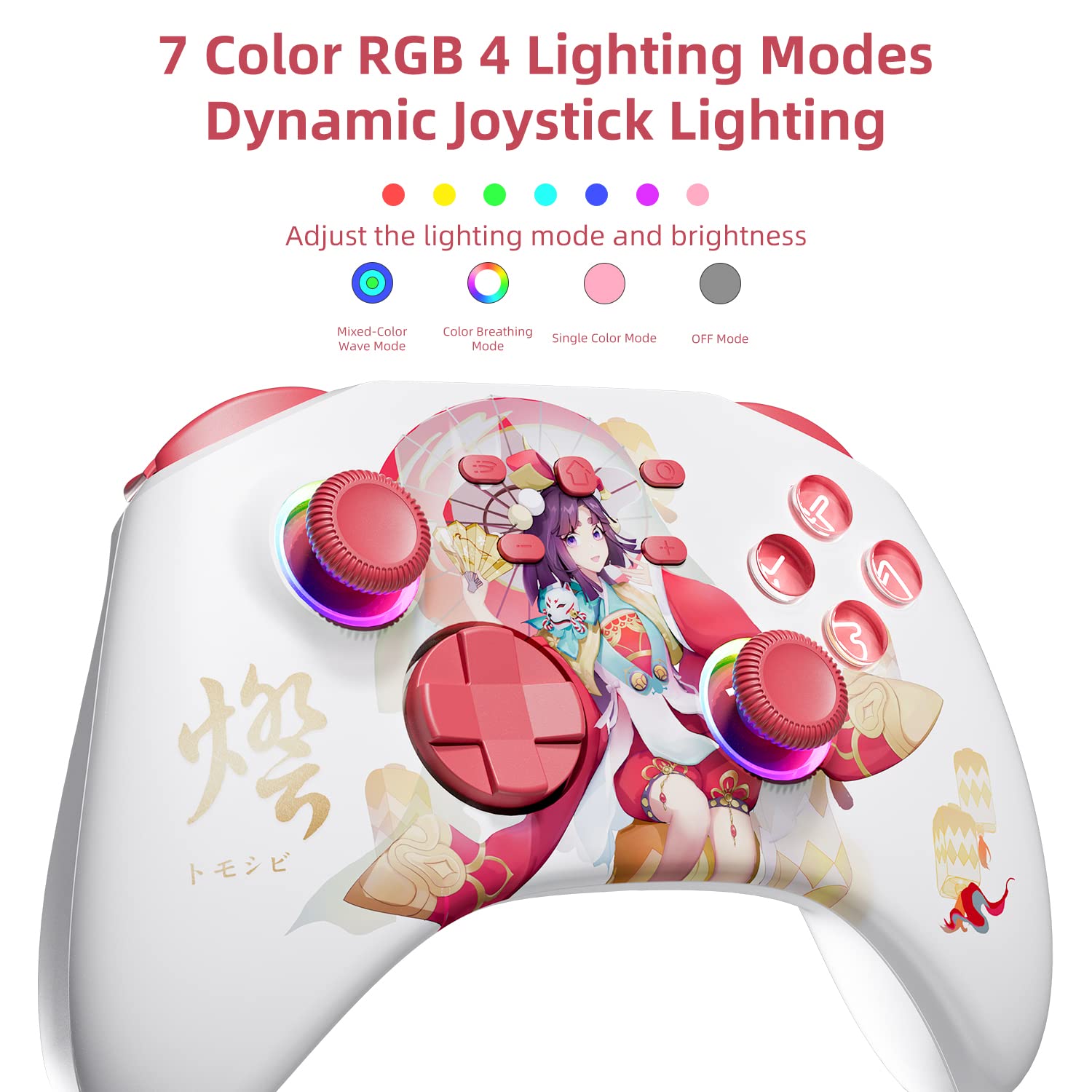 Mytrix Wireless Controllers for Switch/Switch 2, Windows PC iOS Android Steam/Steam Deck, Bluetooth Controller with Programmable, Hall Effect Joysticks, Adjustable LED Light/Turbo/Vibration