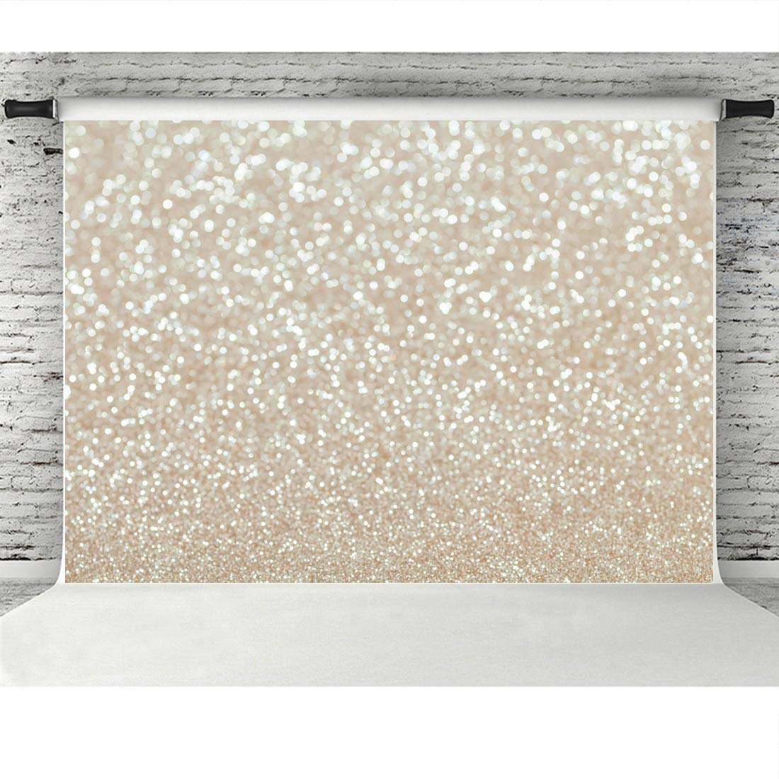 White Gold Abstract Photography Backdrop Golden Spots Shinning?Not Glitter Background Weeding Baby Shower Newborn Baby Portrait Photo Studio Props White Gold Abstract Bokeh Background