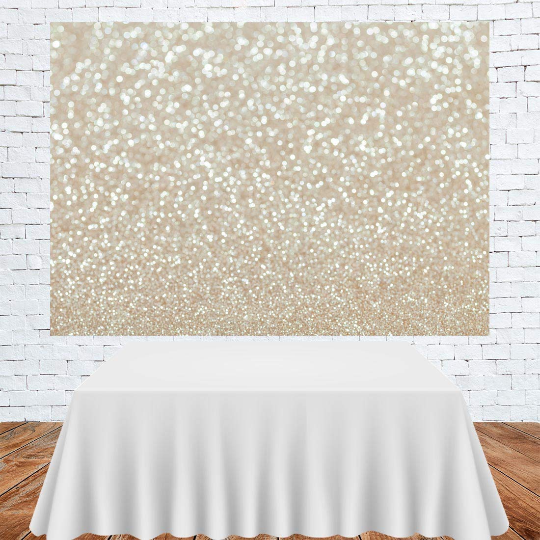 White Gold Abstract Photography Backdrop Golden Spots Shinning?Not Glitter Background Weeding Baby Shower Newborn Baby Portrait Photo Studio Props White Gold Abstract Bokeh Background