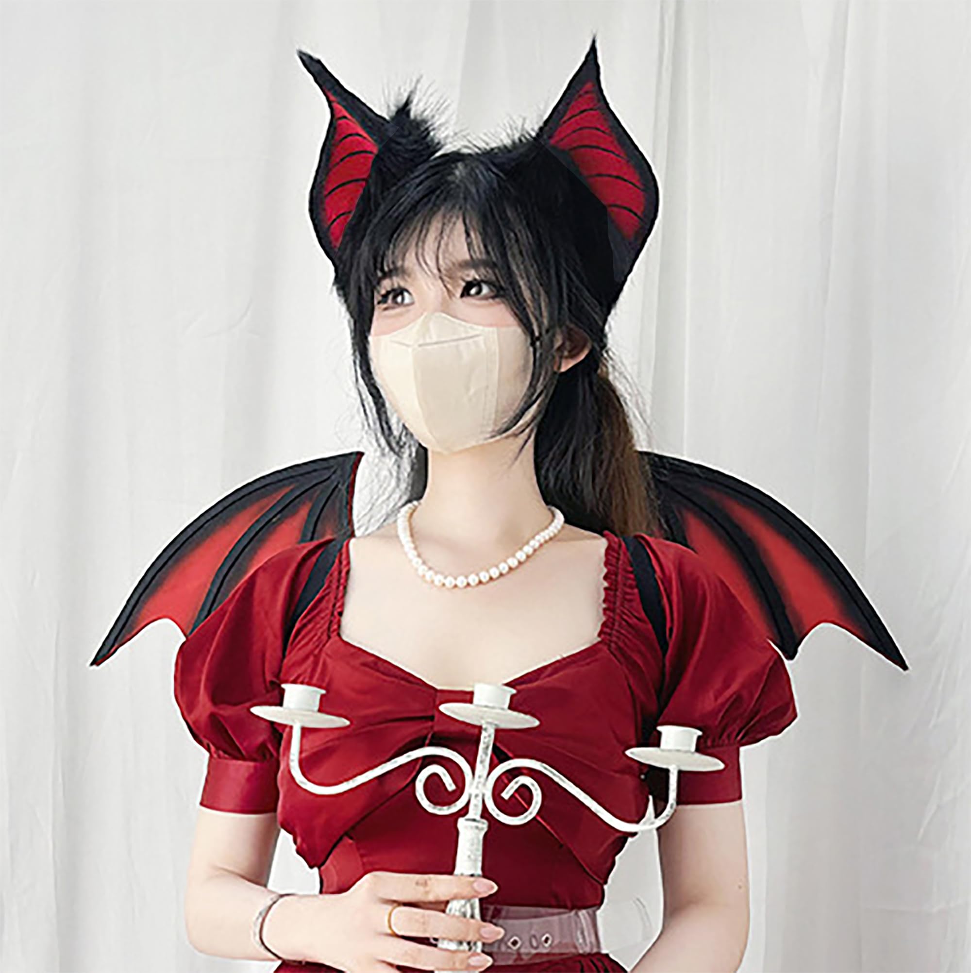 BNLIDES Handmade Bat Beast Ears Headband Cosplay Costume Accessories for Halloween, Anime Con, Stage Performance