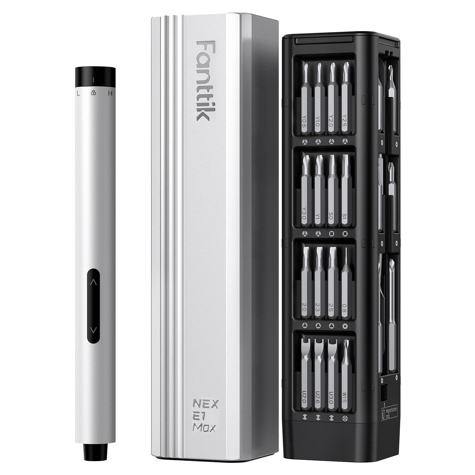 Fanttik E1 Max Electric Screwdriver, Mini Precision Screwdriver Set, 50 Magnetic Bits, Magnetic Storage, 5/32‘’Hex, Repair Tool Kit for Electronics Phone Camera Laptop Watch ()