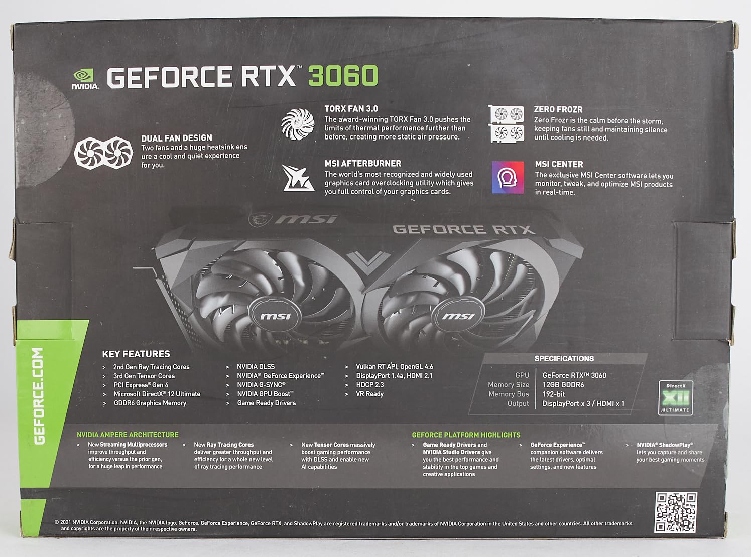 MSI Gaming GeForce RTX 3060 12GB 15 Gbps GDRR6 192-Bit HDMI/DP PCIe 4 Torx Twin Fan Ampere OC Graphics Card