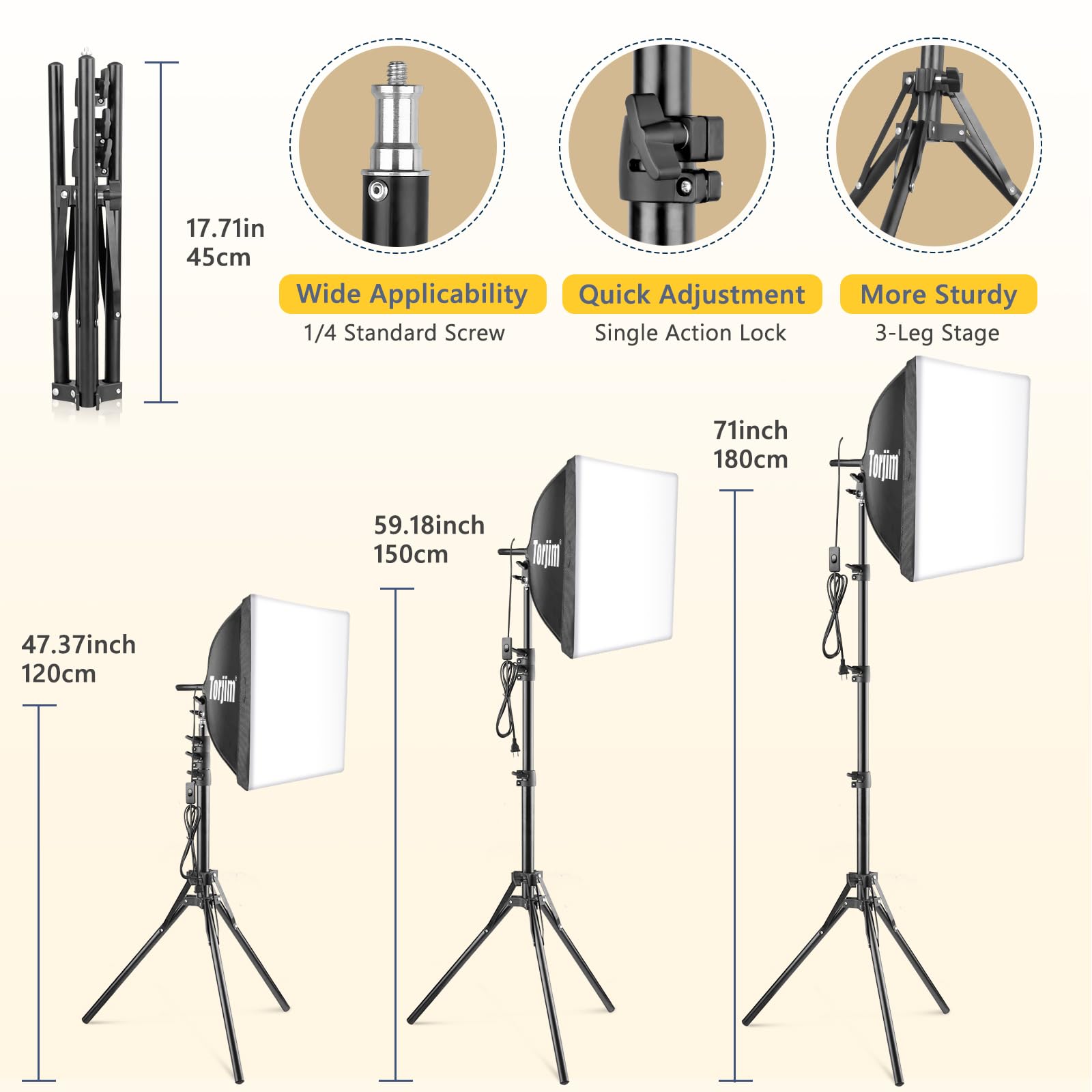 Torjim Softbox Photography Lighting Kit, 16'' x 16'' Professional Softbox Lighting Kit with 85W 3000-7500K LED Bulbs, Studio Lights for Photography/Video Recording/Live Streaming/Portraits Shooting