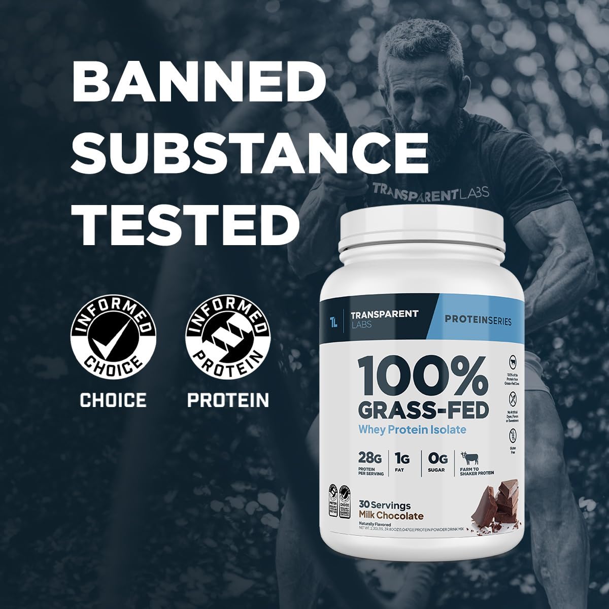 Transparent Labs Grass-Fed Whey Protein Isolate - Naturally Flavored, Gluten Free Whey Protein Powder with 28g of Protein per Serving & 9 Amino Acids - 30 Servings,