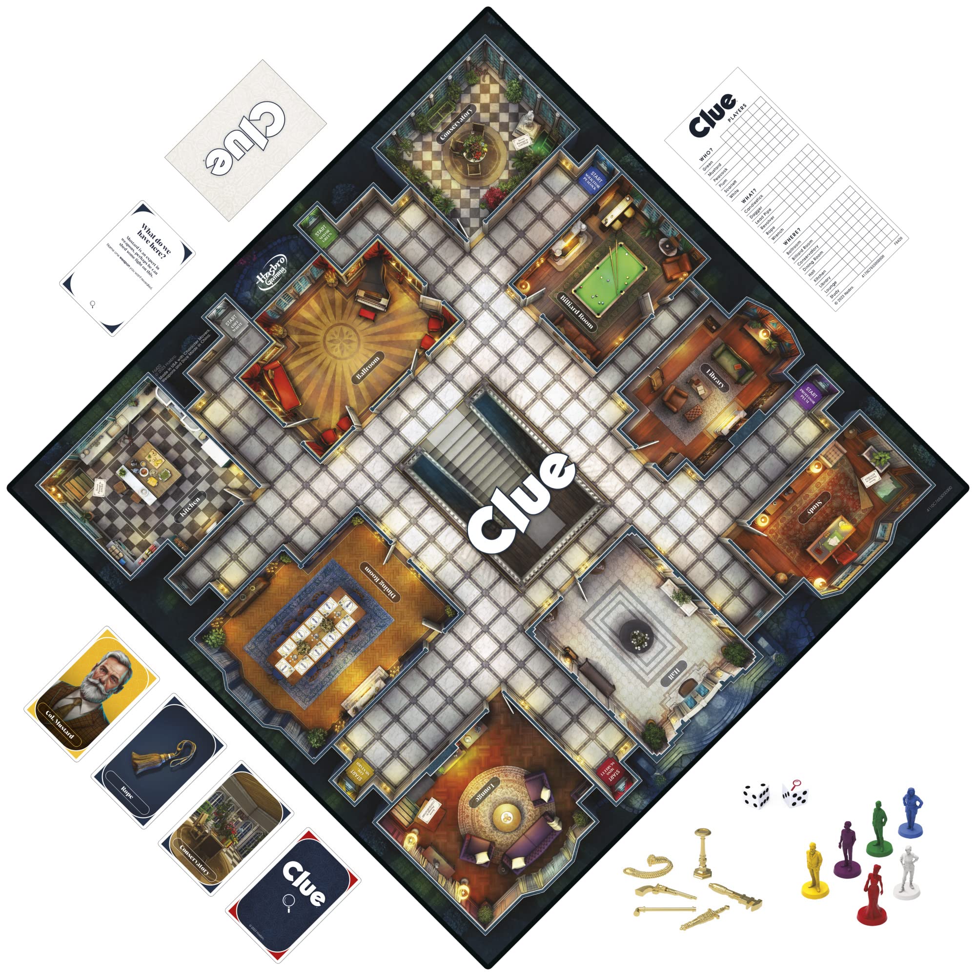 Clue Board Game for Ages 8 and Up, Reimagined Clue Game for 2-6 Players, Mystery, Detective, Family Games for Kids and Adults