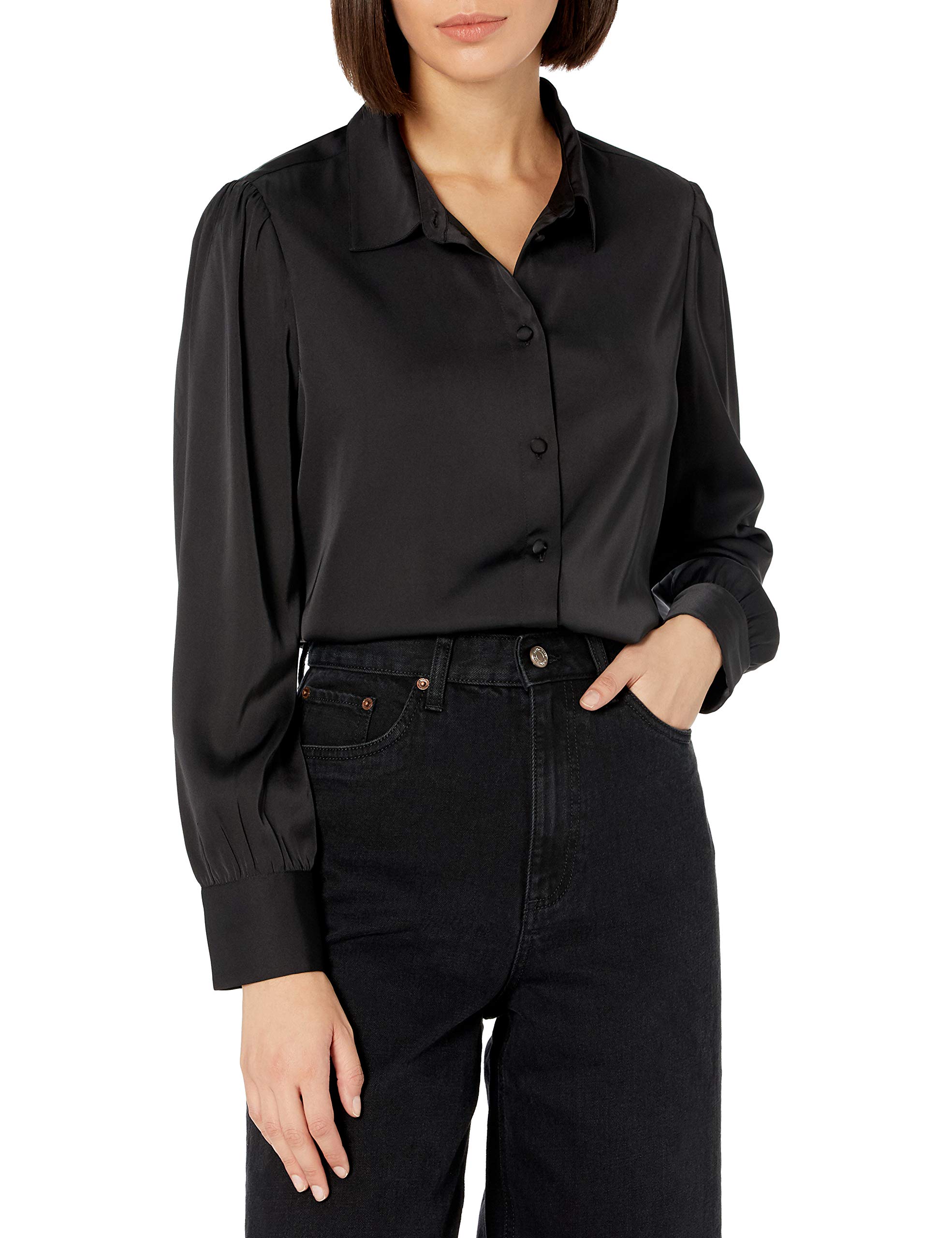 The Drop Women's @Lucyswhims Long-Sleeve Button-Down Stretch Satin Shirt