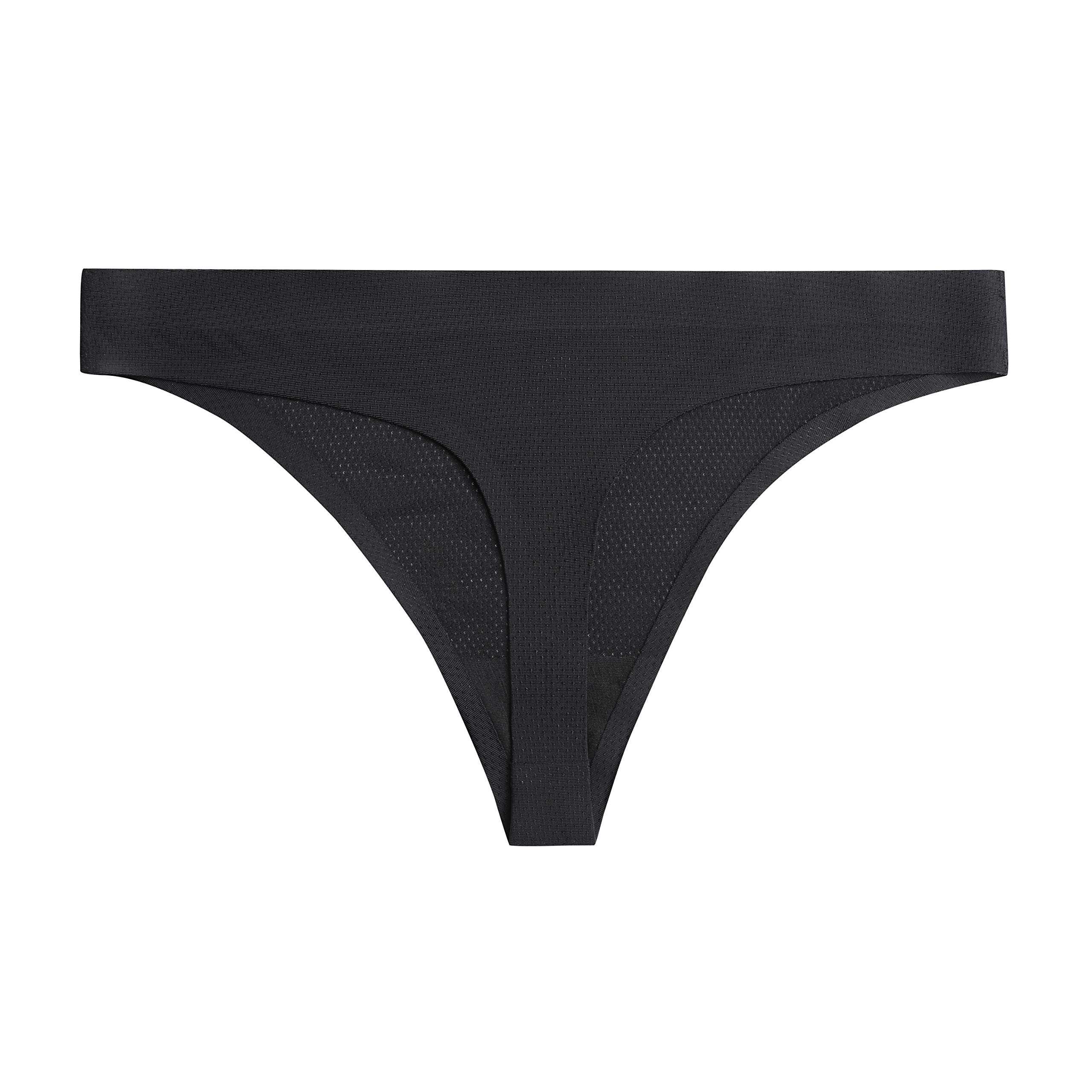 voenxe Seamless Underwear Thongs, No Show Ladies Thong, 5-Pack: Large E-5 Pack Black