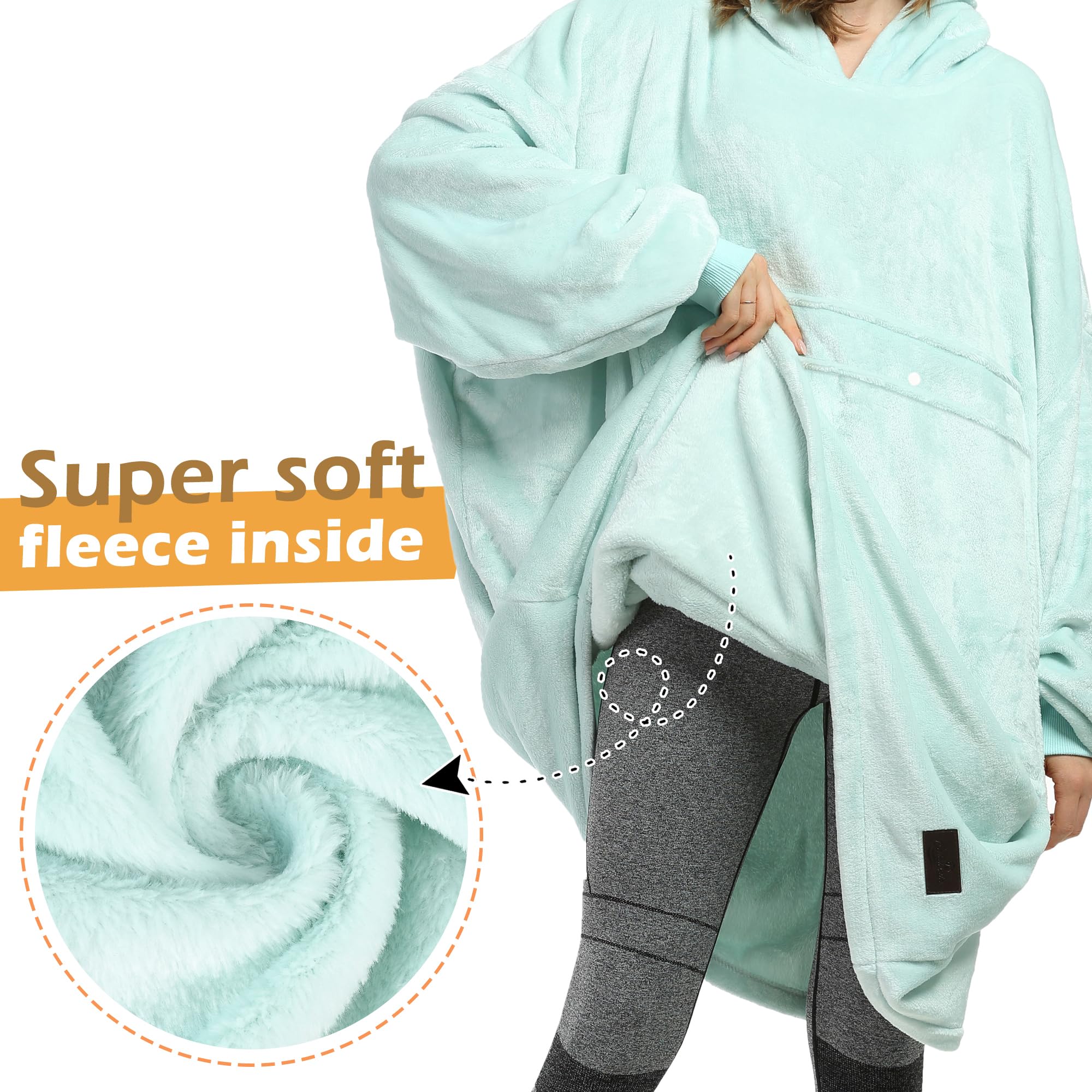 Catalonia Oversized Blanket Hoodie Sweatshirt, Wearable Sherpa Lounging Pullover for Adults Women Men