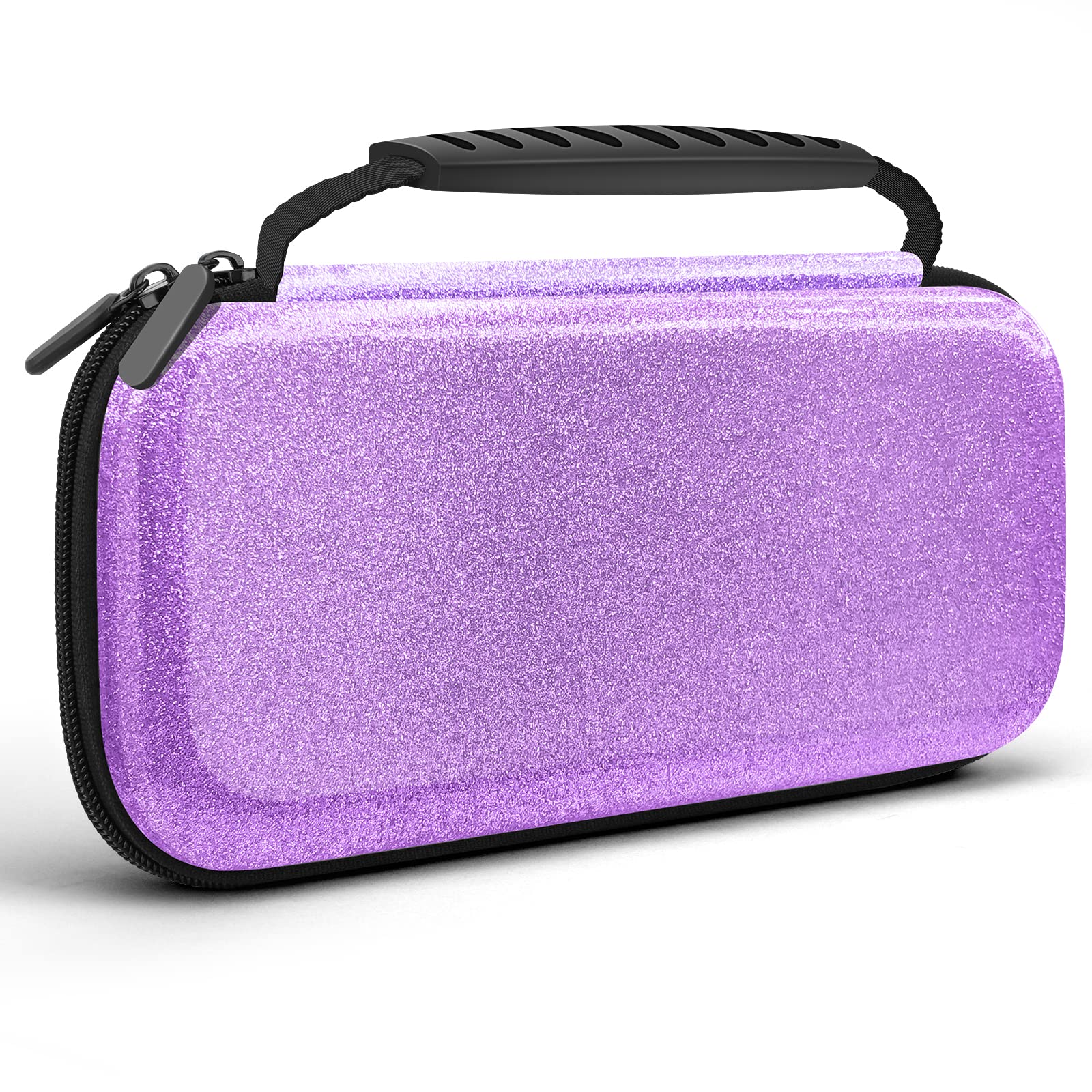 Homicozy Glitter Carrying Case Compatible With Nintendo Switch OLED & Console - Protective Hard Travel Shell Pouch for Accessories, Gaming Case for Girls