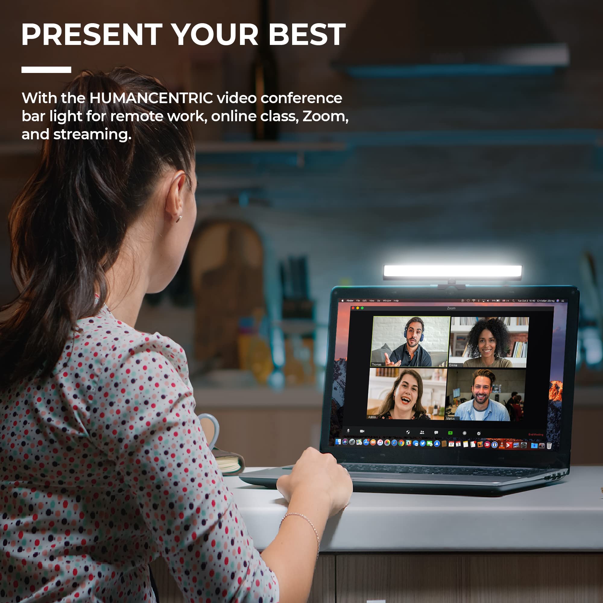 HumanCentric Video Conference Lighting - Webcam Light for Streaming, LED Monitor and Laptop Light for Video Conferencing, Zoom Lighting for Computer, Replace Ring Light for Zoom Meeting, Double Kit