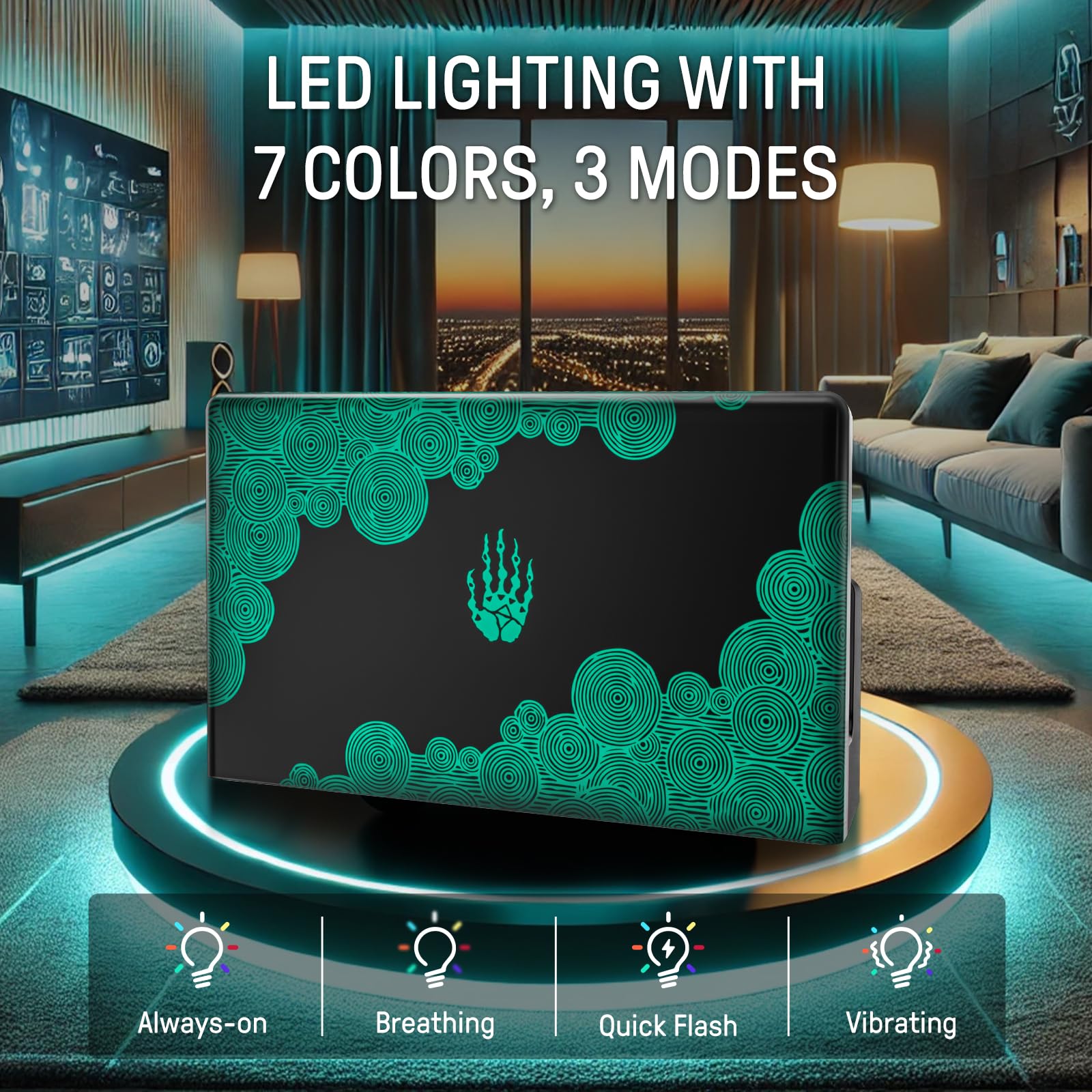 FUNLAB TV Dock Station Compatible with Nintendo Switch/OLED Joycon Charging & Docking, Lumindock Base Dock with Joypad Charger/7 LED Colors Pattern/4K HDMI/Type C/USB Port for Official Switch Stand