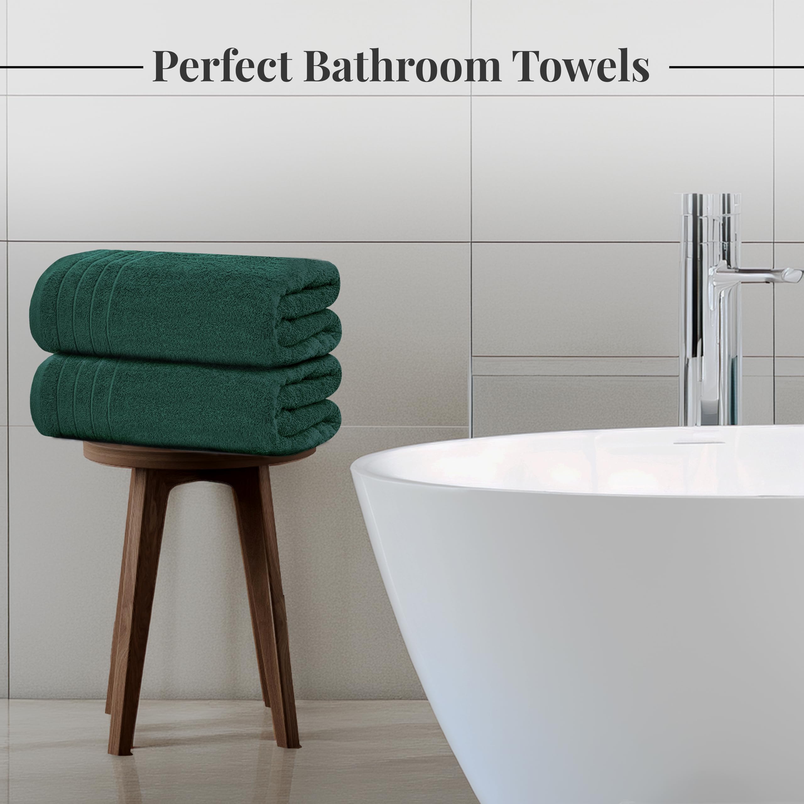 Tens Towels Pack of 4 Extra Large Bath Towels 30 x 60 Inches, 100% Cotton, Larger & Lighter Weight, Quicker to Dry, Super Soft and Absorbent, Perfect for Bathroom,: Hunter Green