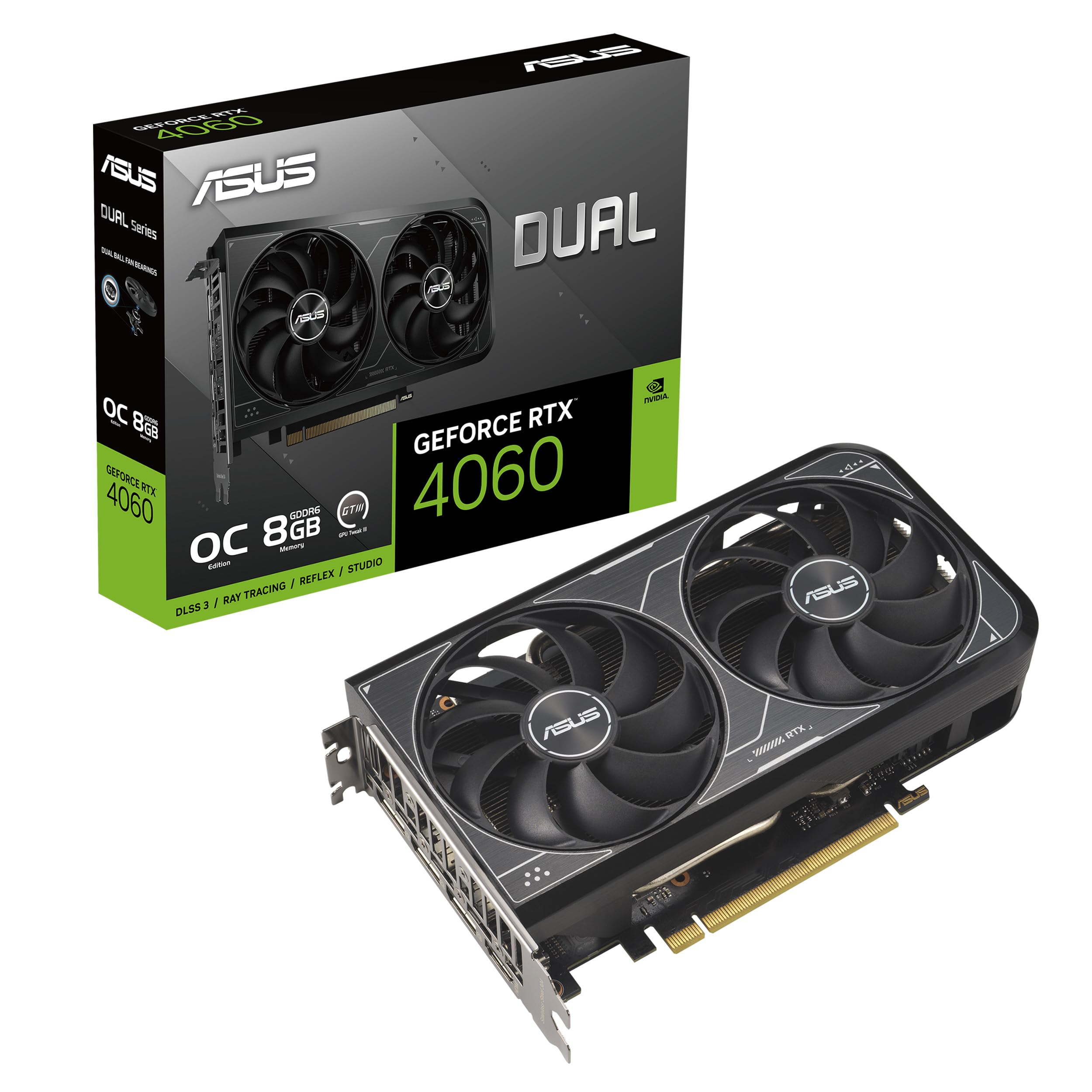 ASUS Dual NVIDIA GeForce RTX 3060 V2 OC Edition 12GB GDDR6 Gaming Graphics Card (PCIe 4.0, 12GB GDDR6 Memory, HDMI 2.1, DisplayPort 1.4a, 2-Slot, Axial-tech Fan Design, 0dB Technology)