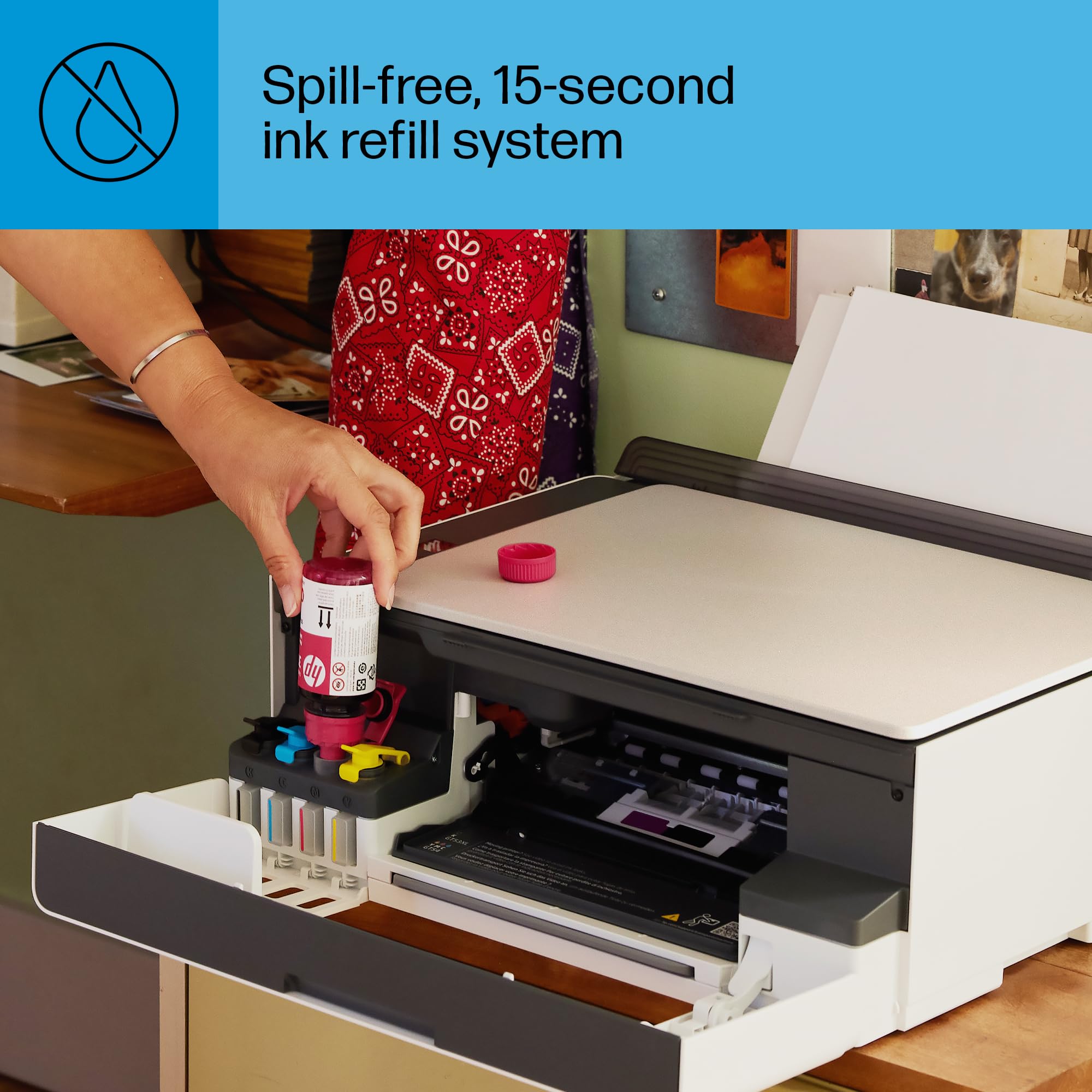 HP Smart Tank 5103 Wireless All-in-One Ink Tank Printer with 2 Years of Ink and 100sheets of Photo Paper Included, Print, scan, Copy, Best-for-Home, Refillable Ink Tank(5D1B2A)