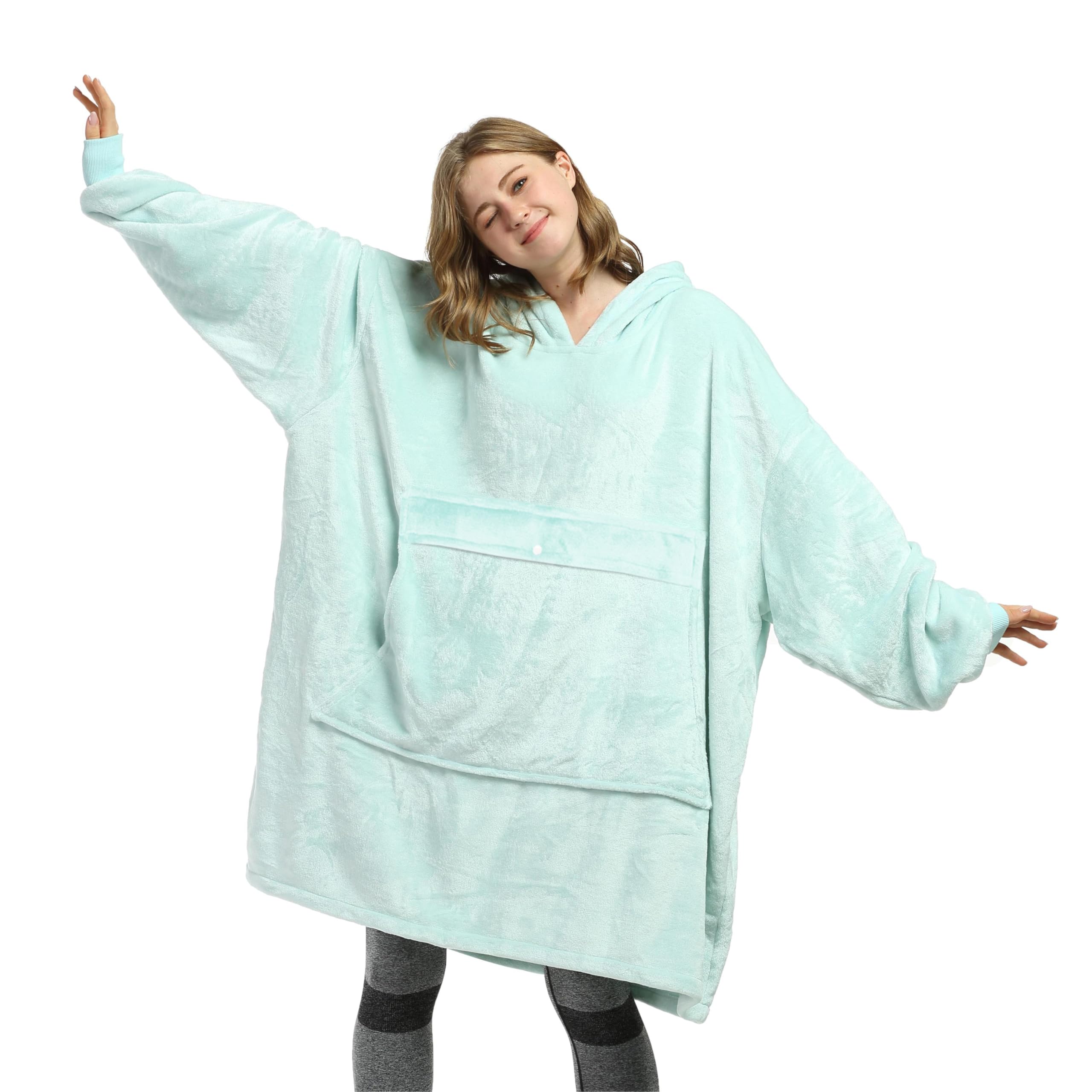 Catalonia Oversized Blanket Hoodie Sweatshirt, Wearable Sherpa Lounging Pullover for Adults Women Men