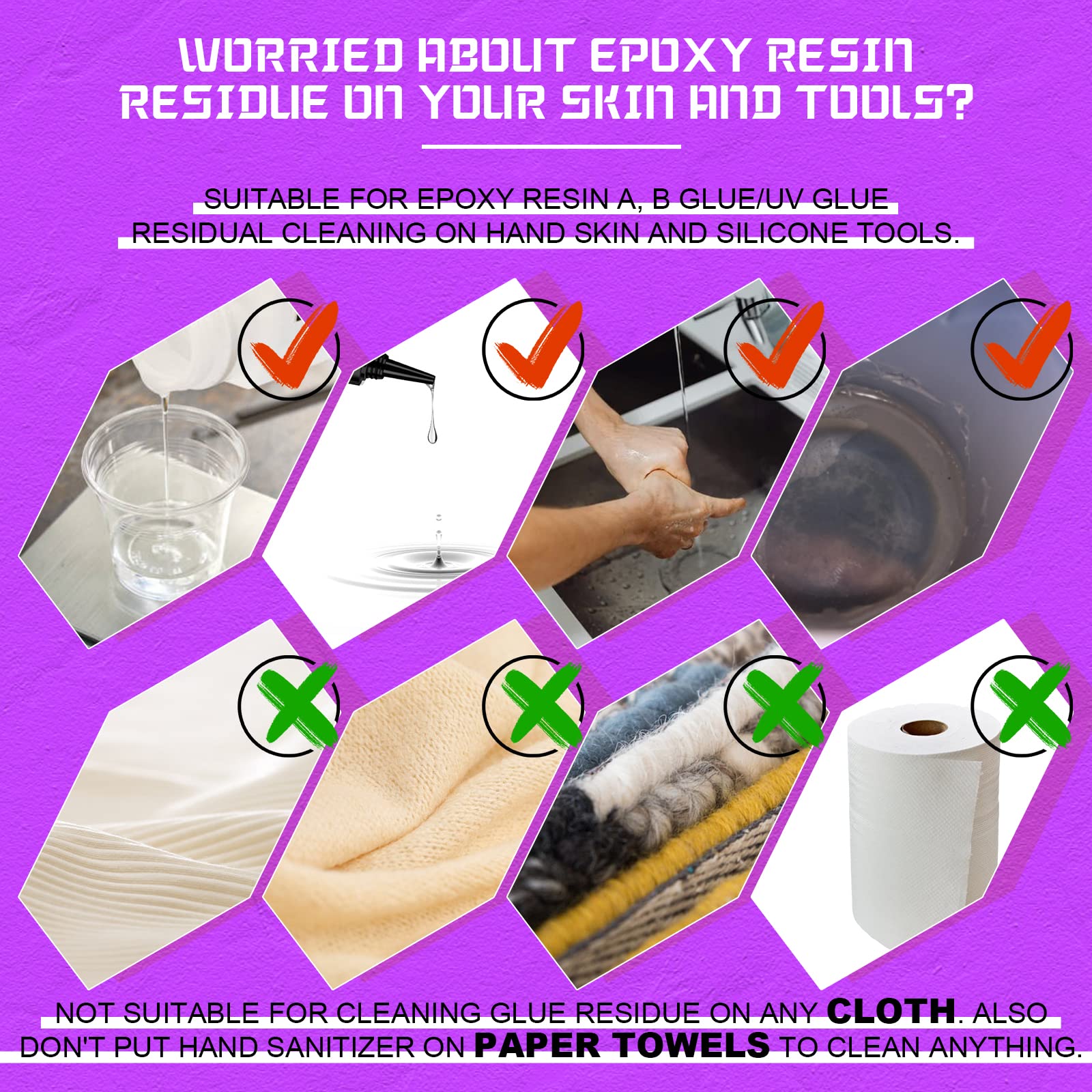 Puduo Resin Cleaner Water Softener, Epoxy Resin Remover, Resin Remover Tools, Cleaner for Epoxy Resin, UV Resin, Resin Molds, 8 OZ Epoxy Hand Scrub Cleaner/Hand Soap (32 OZ)