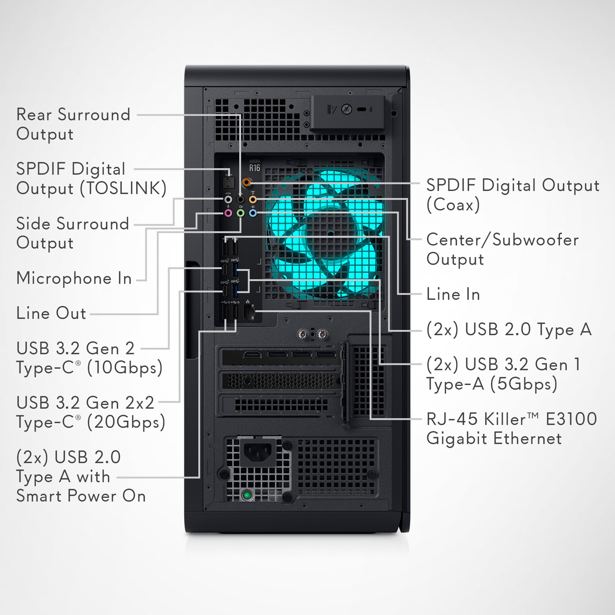 Alienware Aurora R16 Gaming Desktop - Intel Core i7 14700F, 32GB DDR5 RAM, 1TB SSD, NVIDIA GeForce RTX 4070 Super 12GB GDDR6X Graphics, Windows 11 Home, 1 Year Onsite/in-Home Service - Basalt Black