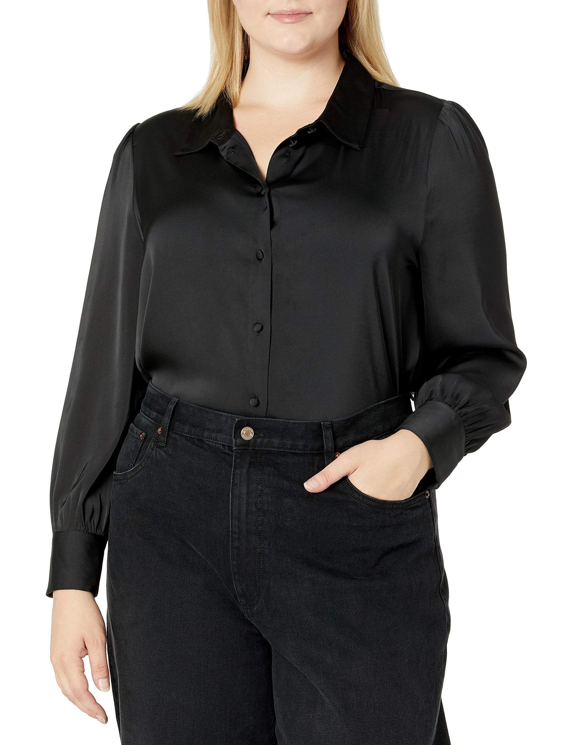 The Drop Women's @Lucyswhims Long-Sleeve Button-Down Stretch Satin Shirt
