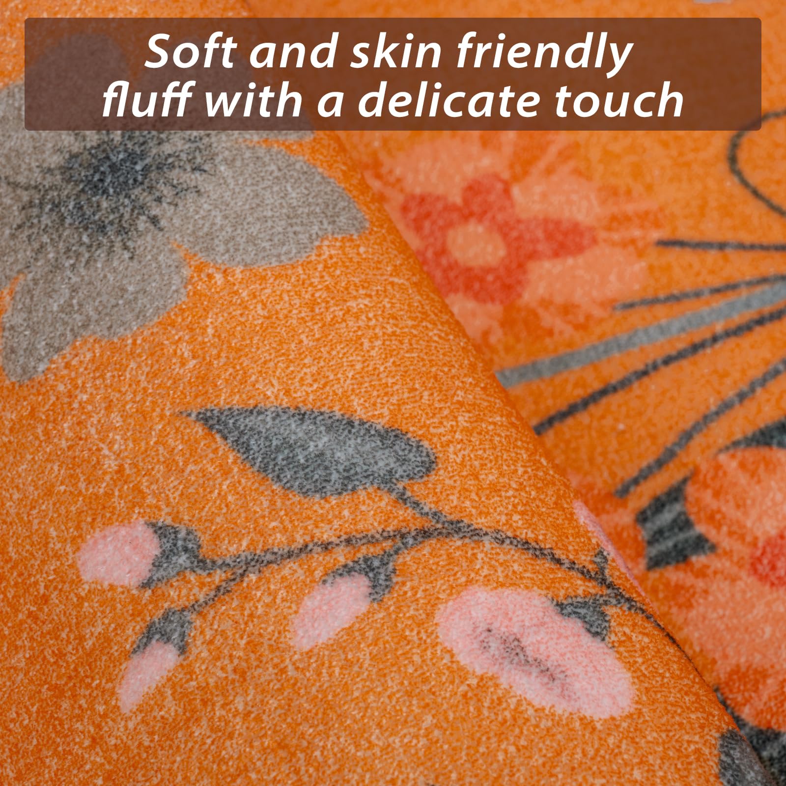 CRYPTOLITE Rugs for Living Room, Floral 6x9 Non Slip Machine Washable Large Living Room Rug, 0.27″ Low Pile & Non-Shedding Boho Large Area Rug for for Livingroom, Bedroom, Dining Room (Orange)