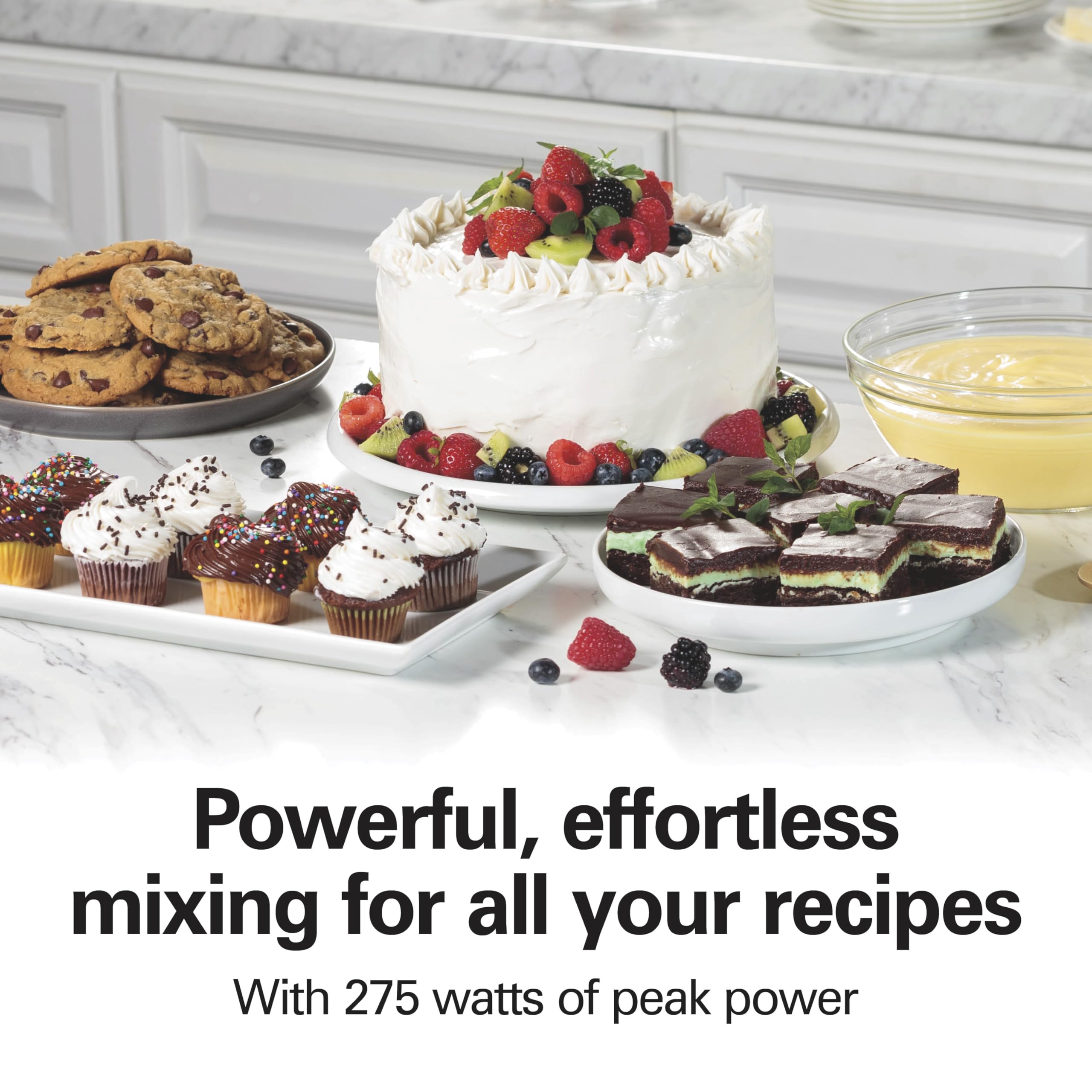Hamilton Beach 6-Speed Electric Hand Mixer with Whisk, Dough Hooks and Easy Clean Beaters, Powerful 275 Watt Motor, Snap-On Storage Case,