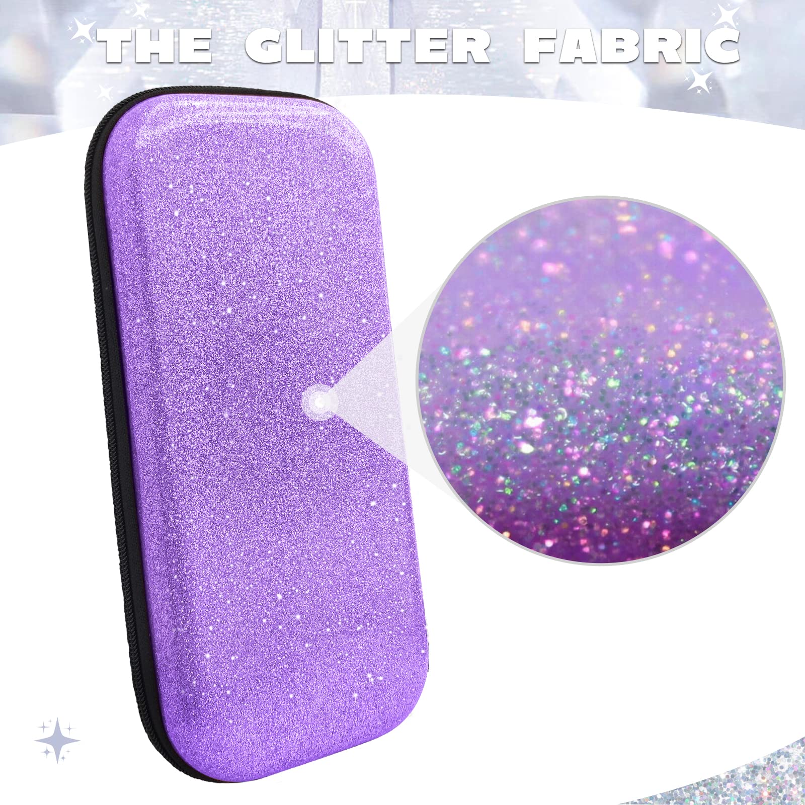 Homicozy Glitter Carrying Case Compatible With Nintendo Switch OLED & Console - Protective Hard Travel Shell Pouch for Accessories, Gaming Case for Girls