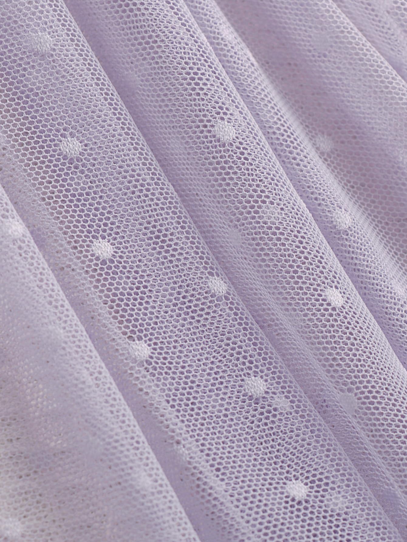 Lilosy Sexy Polka Dots Mesh Sheer Lace Babydoll Chemise Lingerie Set Floral Sleep Wear: Large Lavender Purple