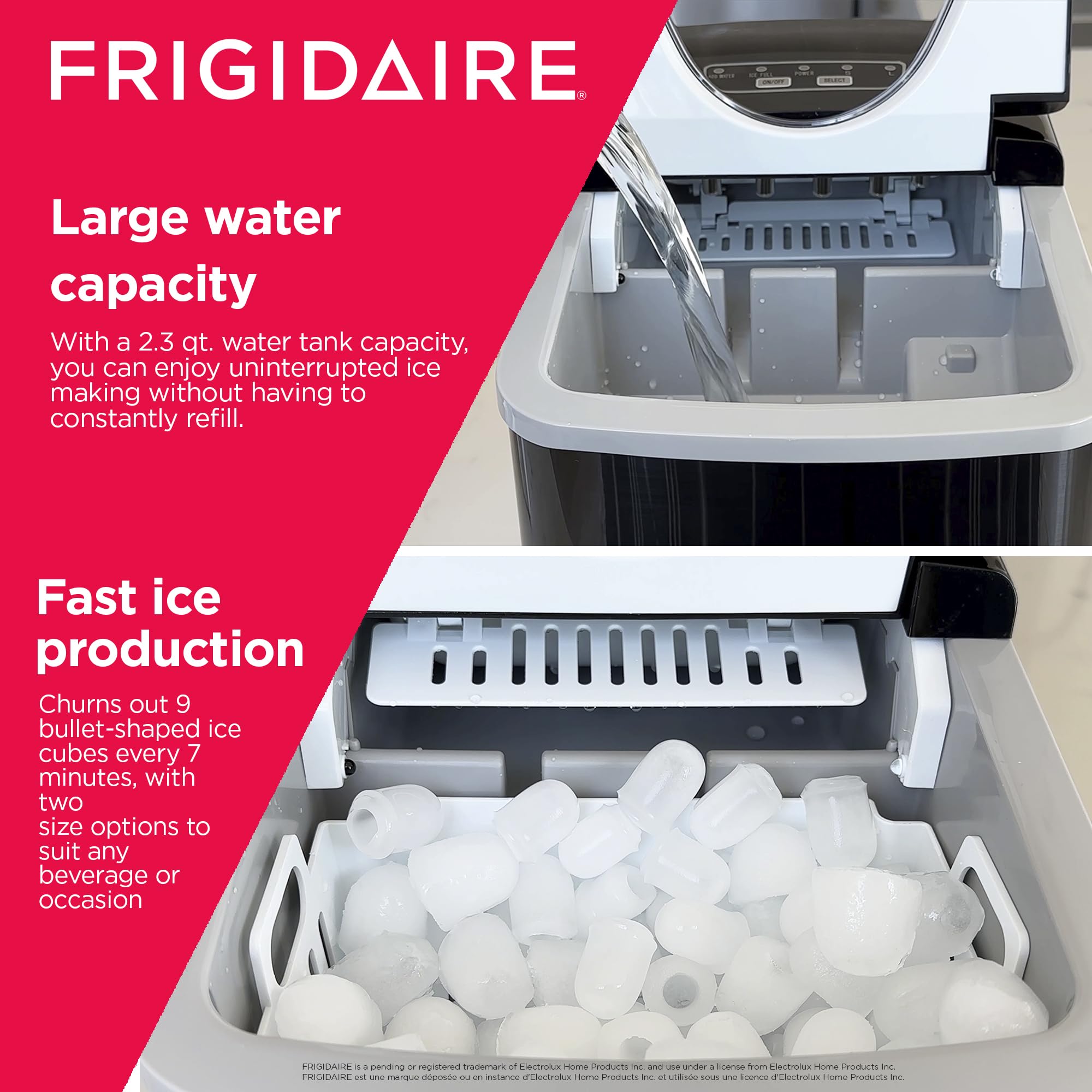 Frigidaire 26 Lbs per Day Portable Compact Maker, Ice Making Machine, Stainless, Medium