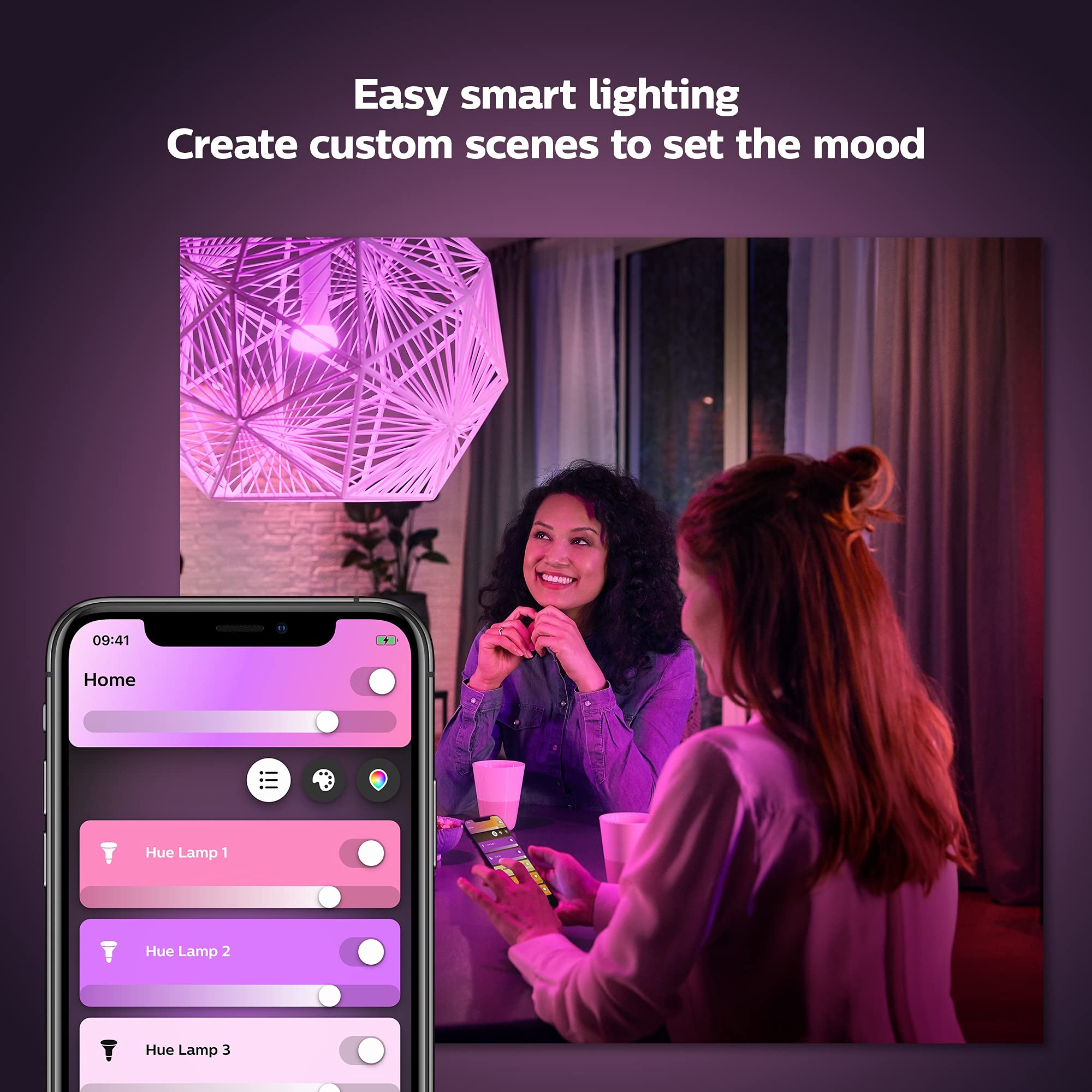 Philips Hue Signe Smart Color Changing Floor Lamp, Black, White and Color Ambiance, Pack of 1, Control with Hue App, LED Floor Lamp Works with Alexa, Google Assistant, and Apple Homekit