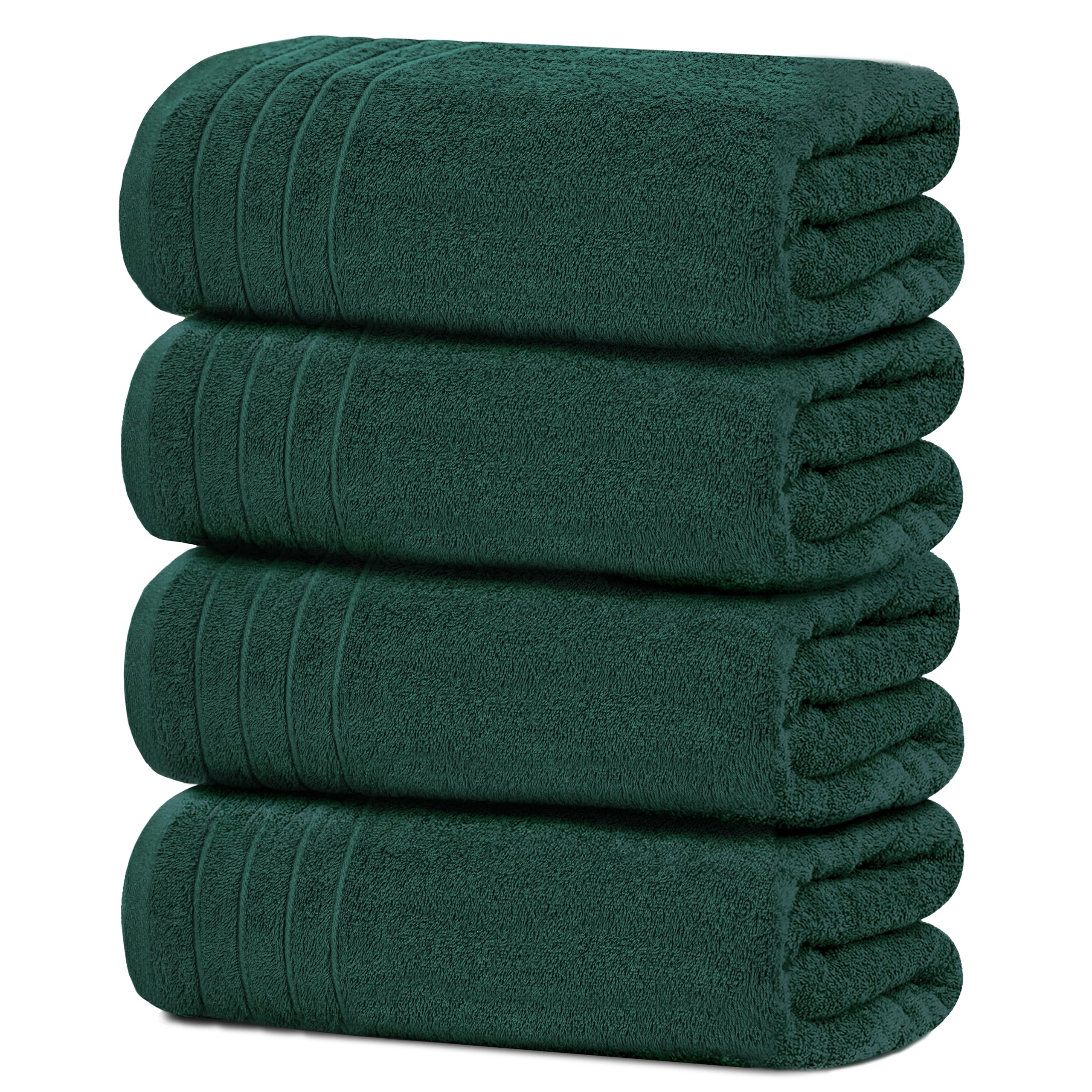 Tens Towels Pack of 4 Extra Large Bath Towels 30 x 60 Inches, 100% Cotton, Larger & Lighter Weight, Quicker to Dry, Super Soft and Absorbent, Perfect for Bathroom,: Hunter Green